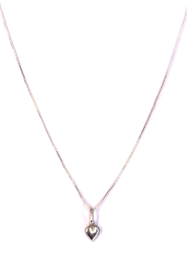 16” Stamped Silver 925 Dainty Thin Box Chain Tiny Heart Necklace Made In Italy