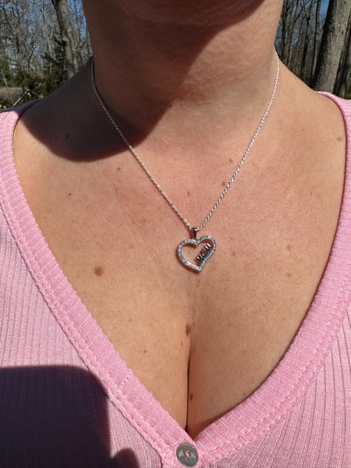 MOISSANITE 925 Silver/Gold Iced Mom Heart Shape Love Mother Day Pendant Necklace