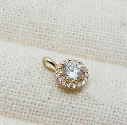 2Ct Round Lab-Created Diamond Halo Women Pendant 14K Yellow Gold Plated 18″Chain