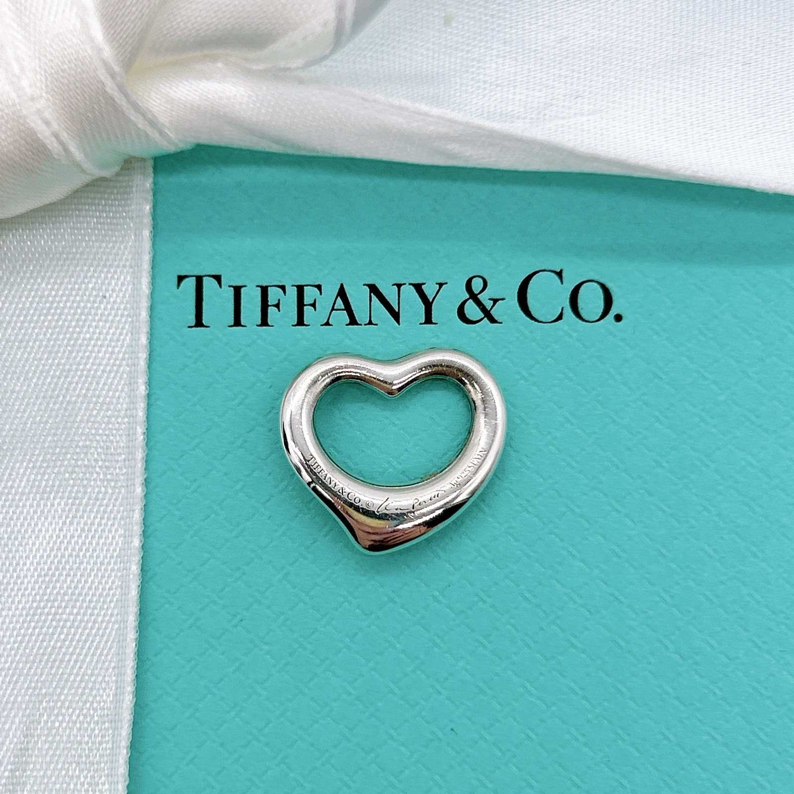 Tiffany & Co. Open Heart Elsa Peretti 16mm Charm Only Pendant Top Silver 925 W/P