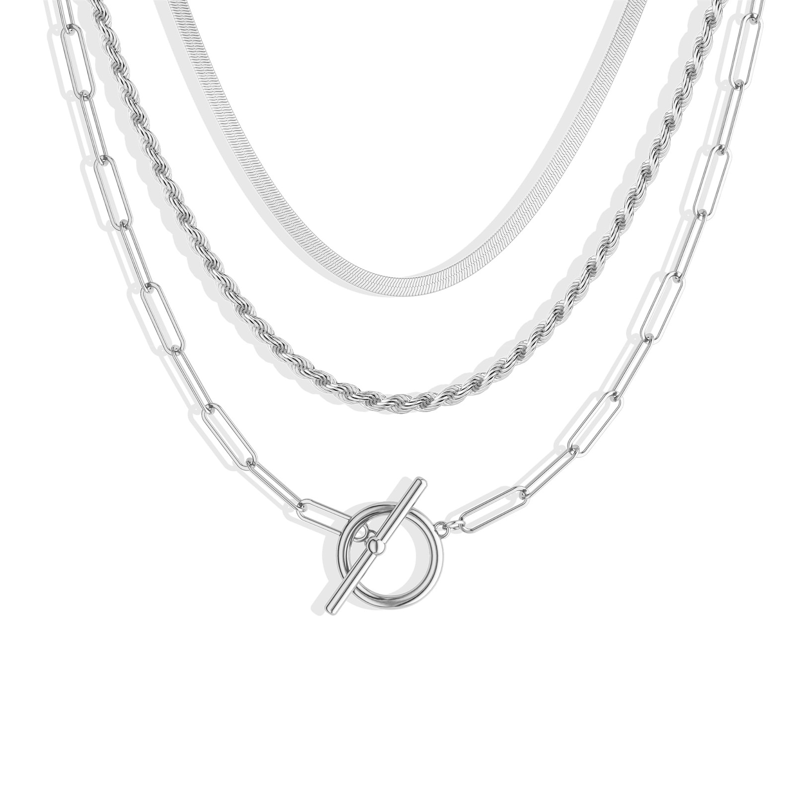 Layered Necklaces for Women 14K Gold/Sterling Silver Plated Chunky Necklace P…