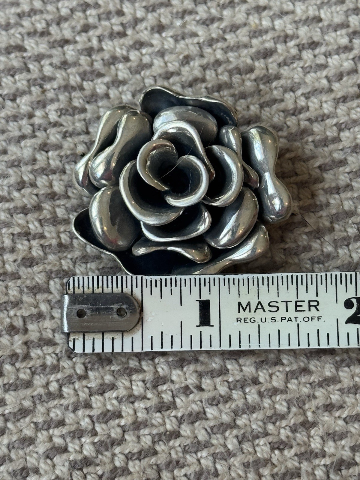 Vintage Sterling Silver 925 Thailand Rose Flower 1.5” Pendant for Necklace