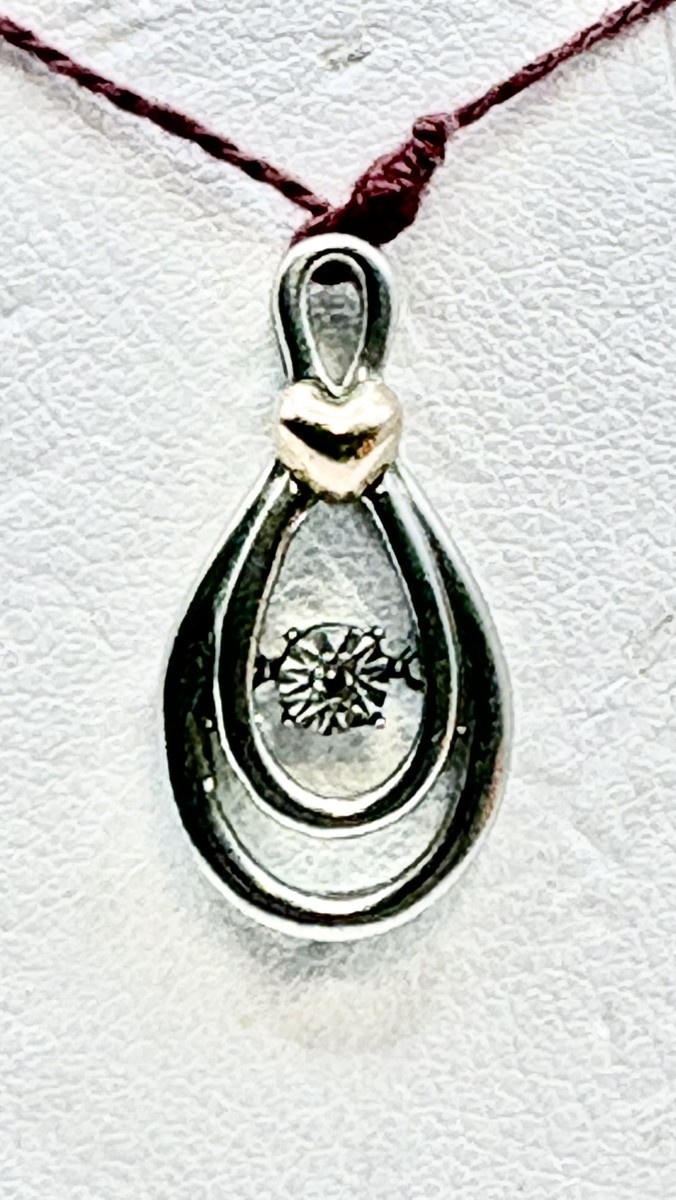 sterling silver with 10kt yellow gold heart accent & floating melee (P10020922)