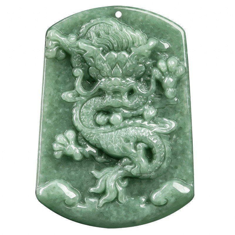 Natural A Green Jade Jadeite Imperial Dragon Pendant Beads Neckalce Certificate