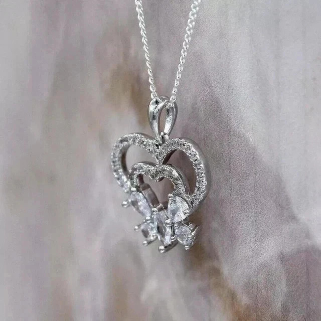 2.10Ct Round Cut White Moissanite Women’s Fancy Pendant 14K White Gold Plated