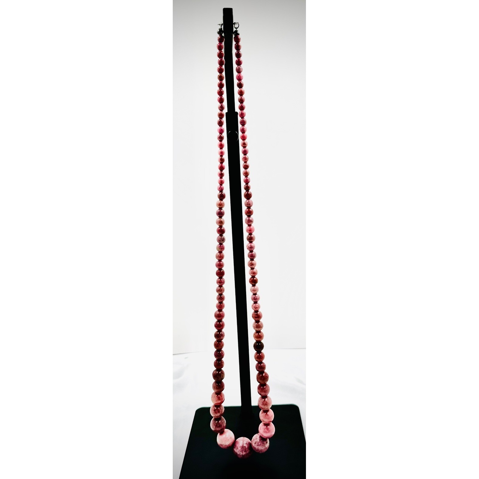 Jay King Mine Find Rhodonite Bead Necklace Sterling Silver 925 Graduated 32″ see