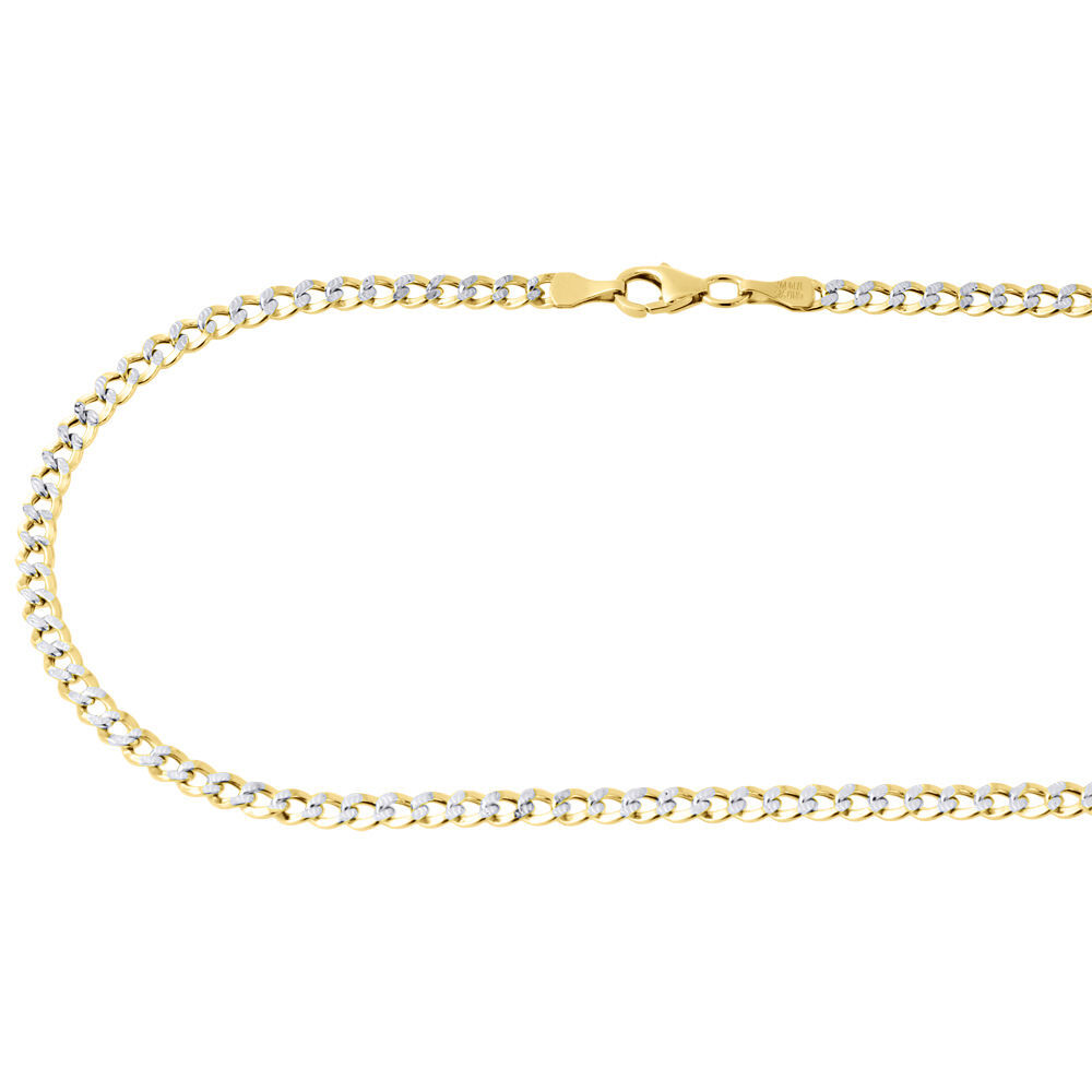 1/10th 10K Yellow Gold 3.30mm Diamond Cut Curb Cuban Chain Necklace 16- 24 Inch