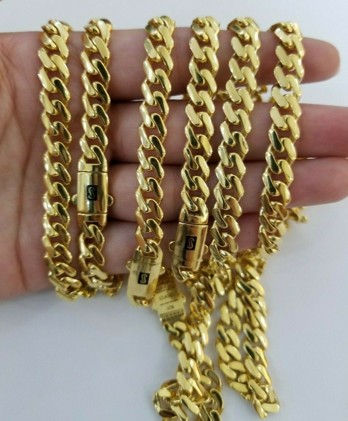 REAL 10k Gold Royal Miami Cuban Chain 6mm Monaco Necklace 18″-24″ 10kt yellow Gd