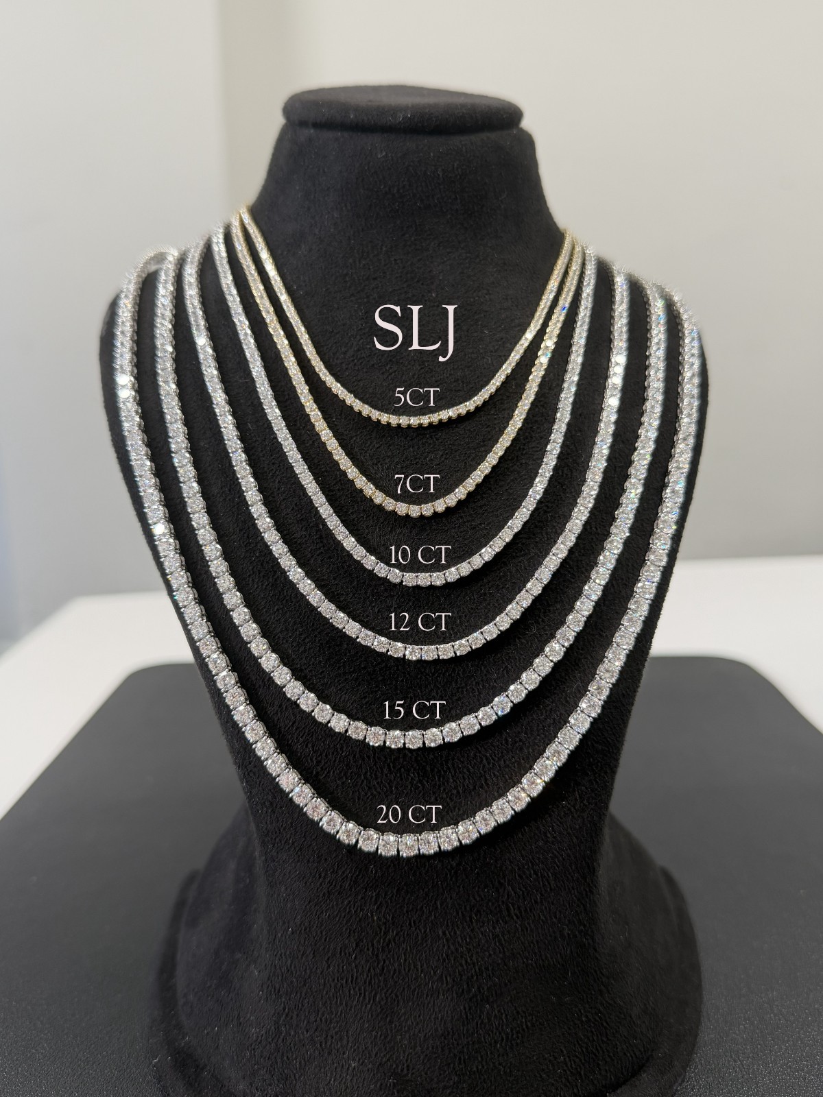 7CT – 25CT Lab Grown Diamond Tennis Necklace – 14K Gold -17″ White / Yellow Gold