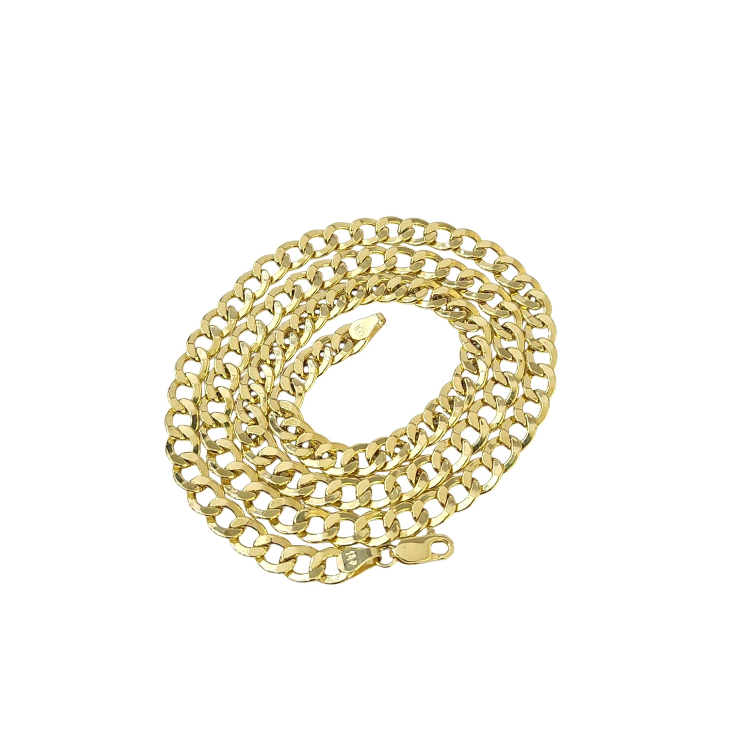 Real 14k Yellow Gold Cuban Curb Link Chain Necklace 7mm 24 Inch Men