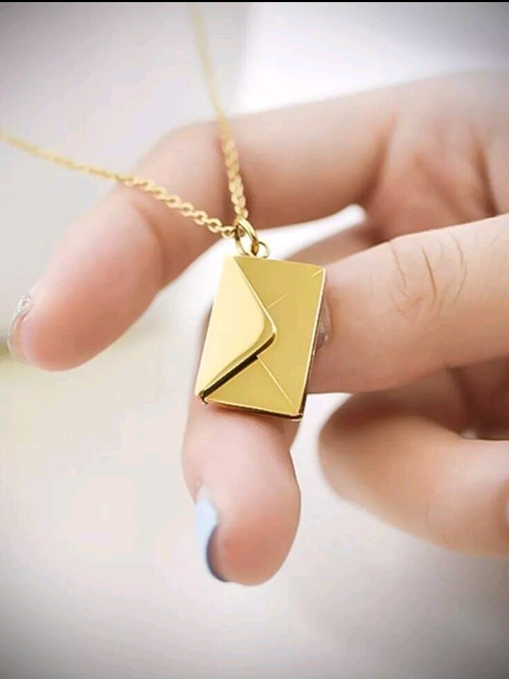 Secret Message Envelope Necklace Chain Rose Gold Colour Very Good Quality.