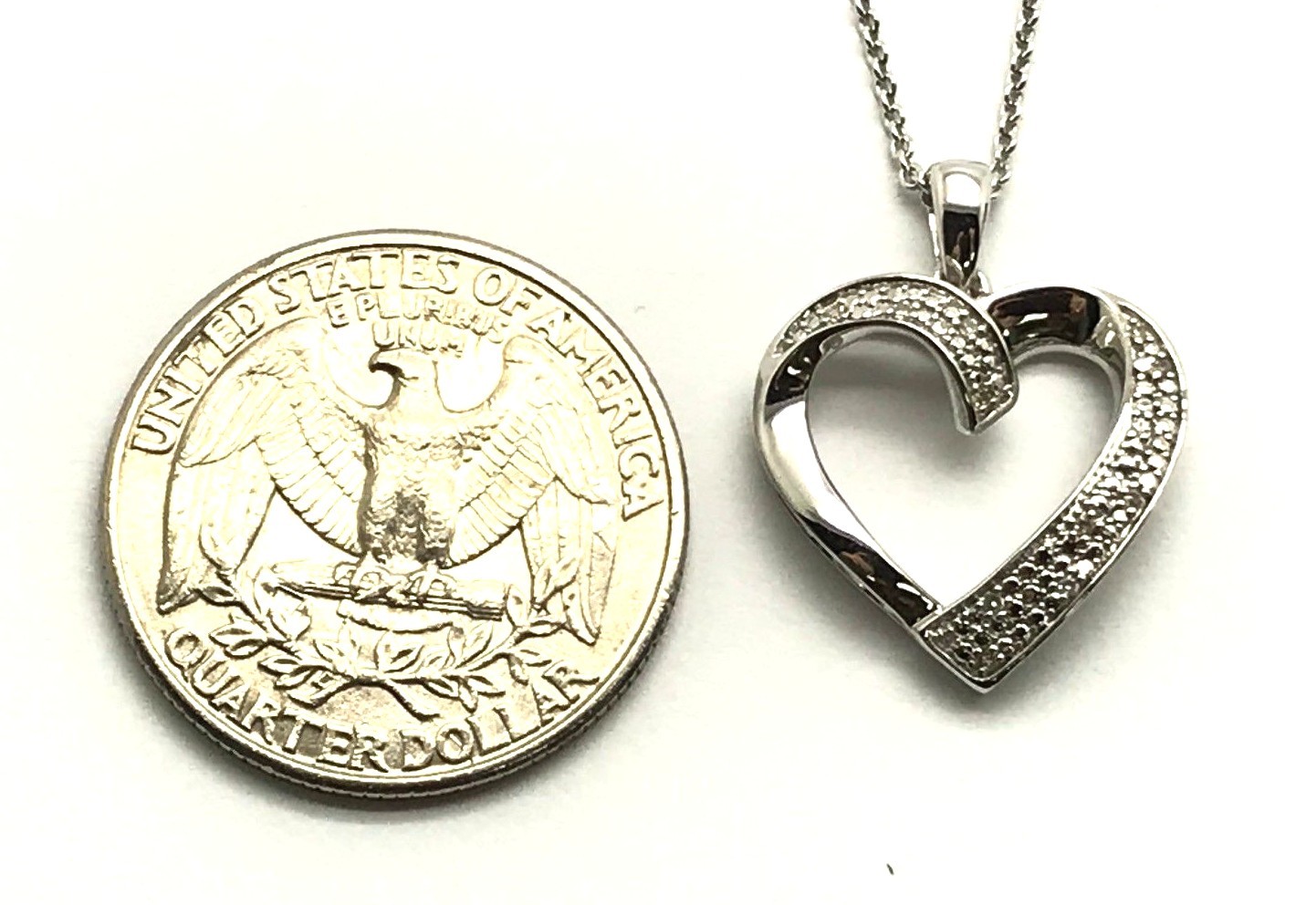 Sterling Silver 925 Diamond Accent Swirl Heart Love Anniversary Pendant Necklace