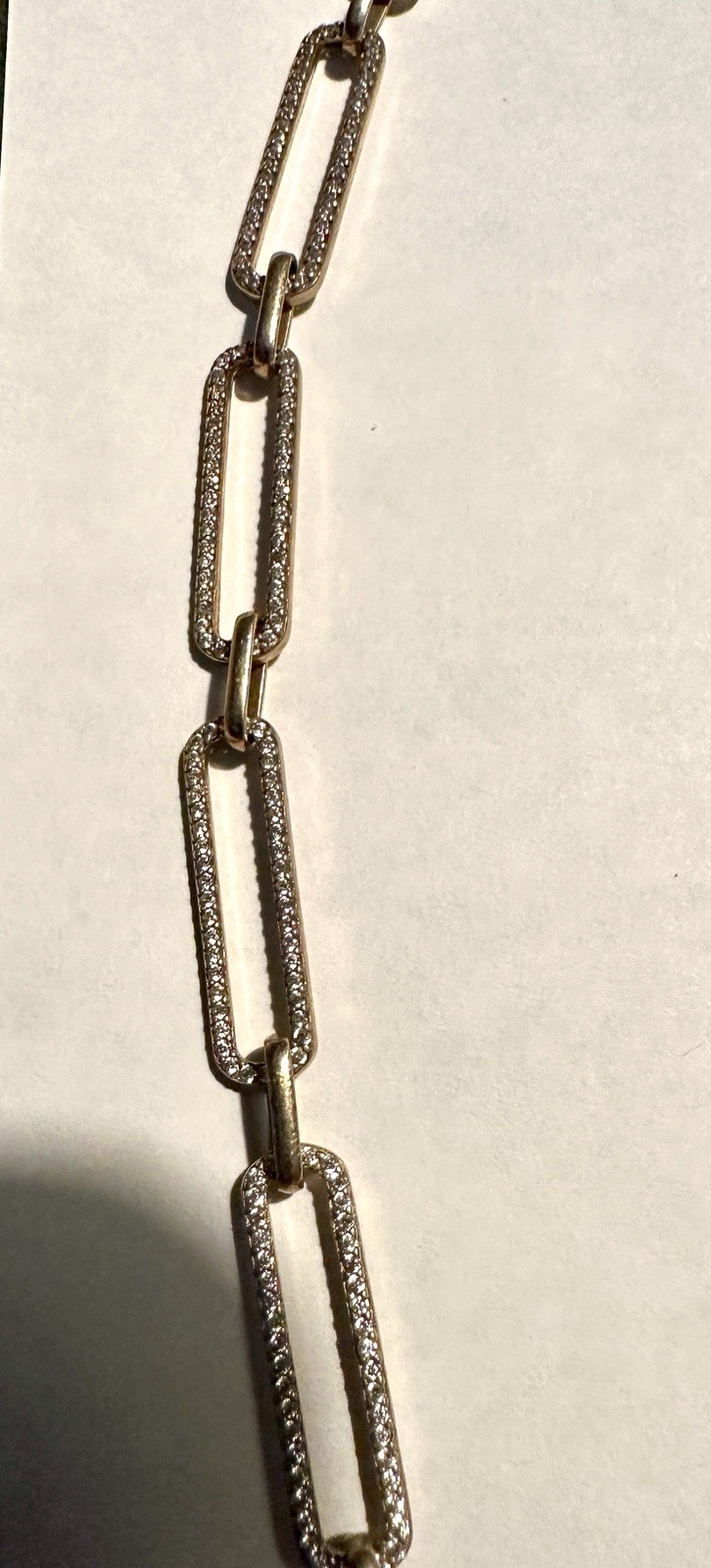 Gabi Rielle Paper Clip Rhinestone Sterling Silver Chain Necklace 17+3”