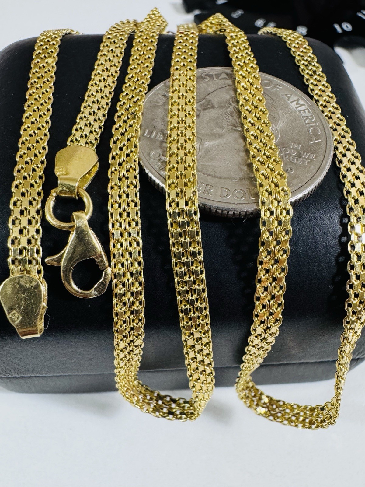 18C 18K 750 Genuine Gold Mesh Chain Necklace 21.8/22” Long 9.7g 3.8mm MENS-WOMEN