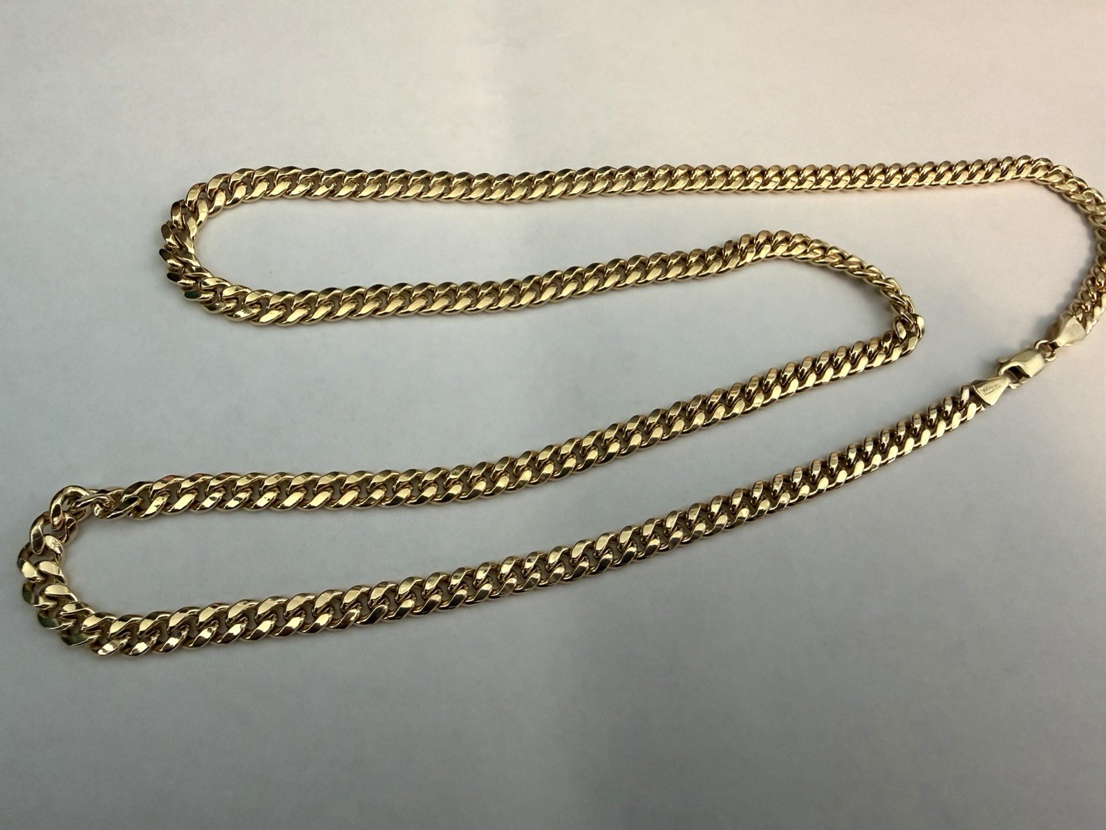 10K Solid Yellow Gold Cuban Link Chain Necklace 22”…Excellent