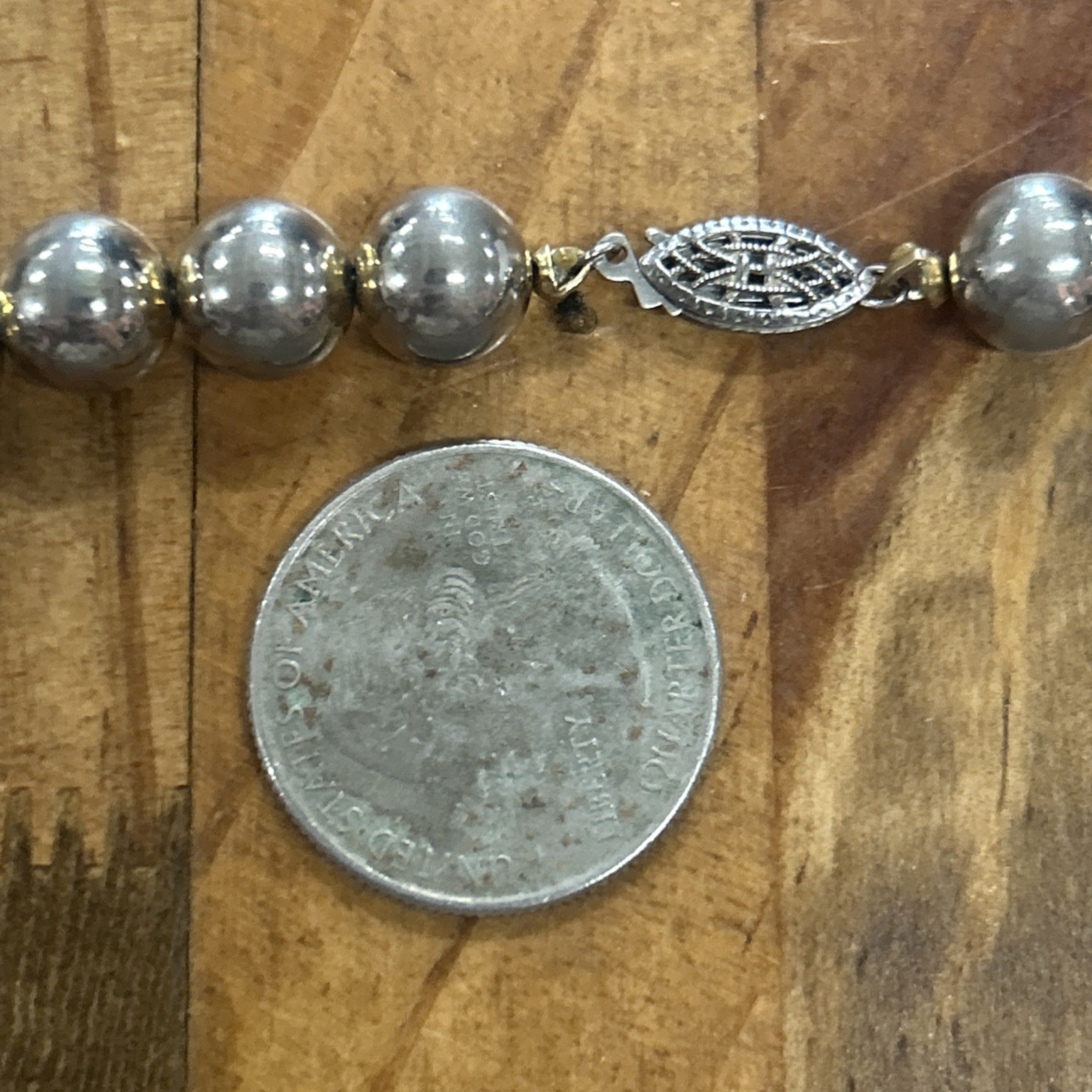 25.75” Sterling Silver Clasped Metal Beaded Necklace 44.62 Grams