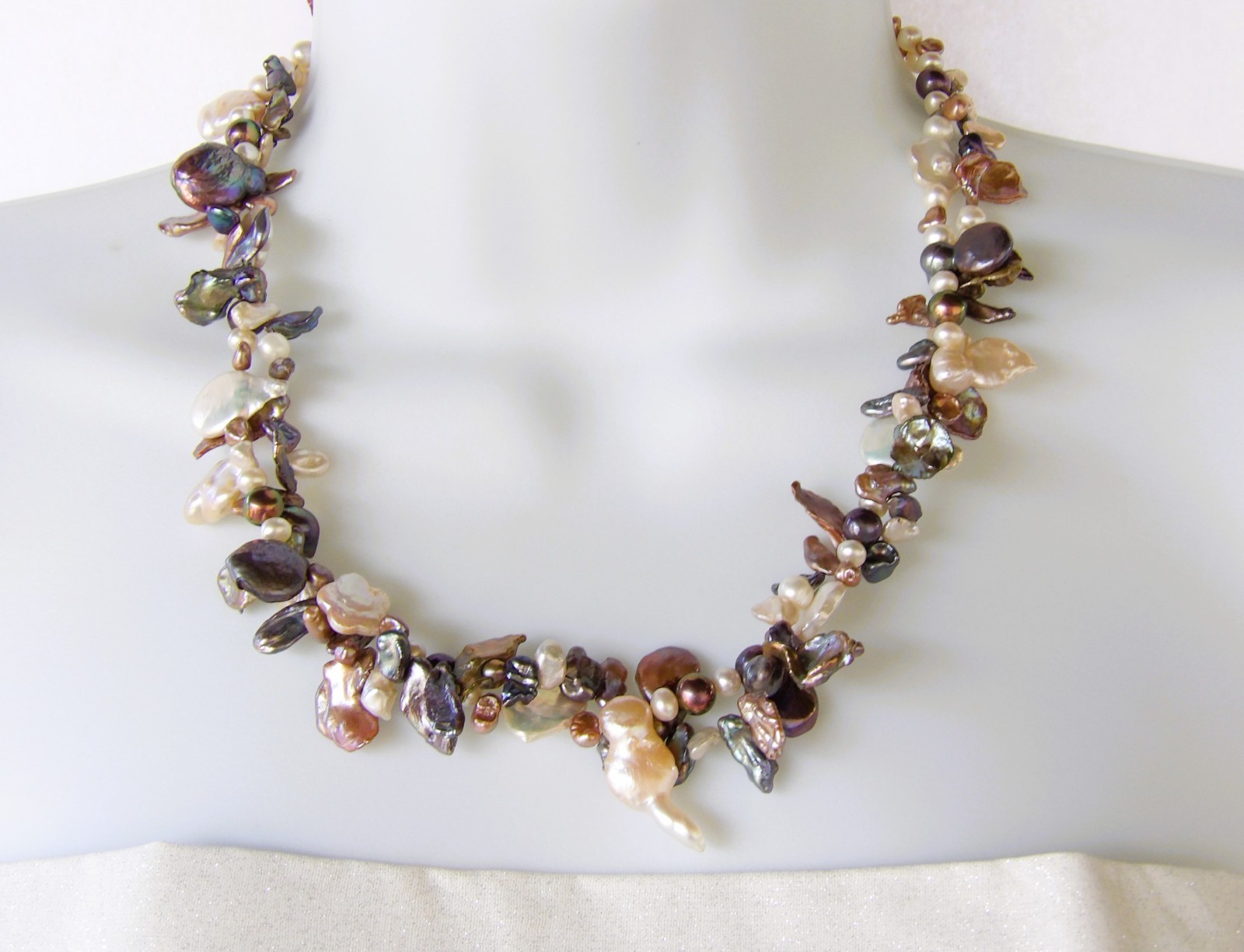19.5 inches long Multicolor Mix shapes Genuine Freshwater Pearl Necklace NK957