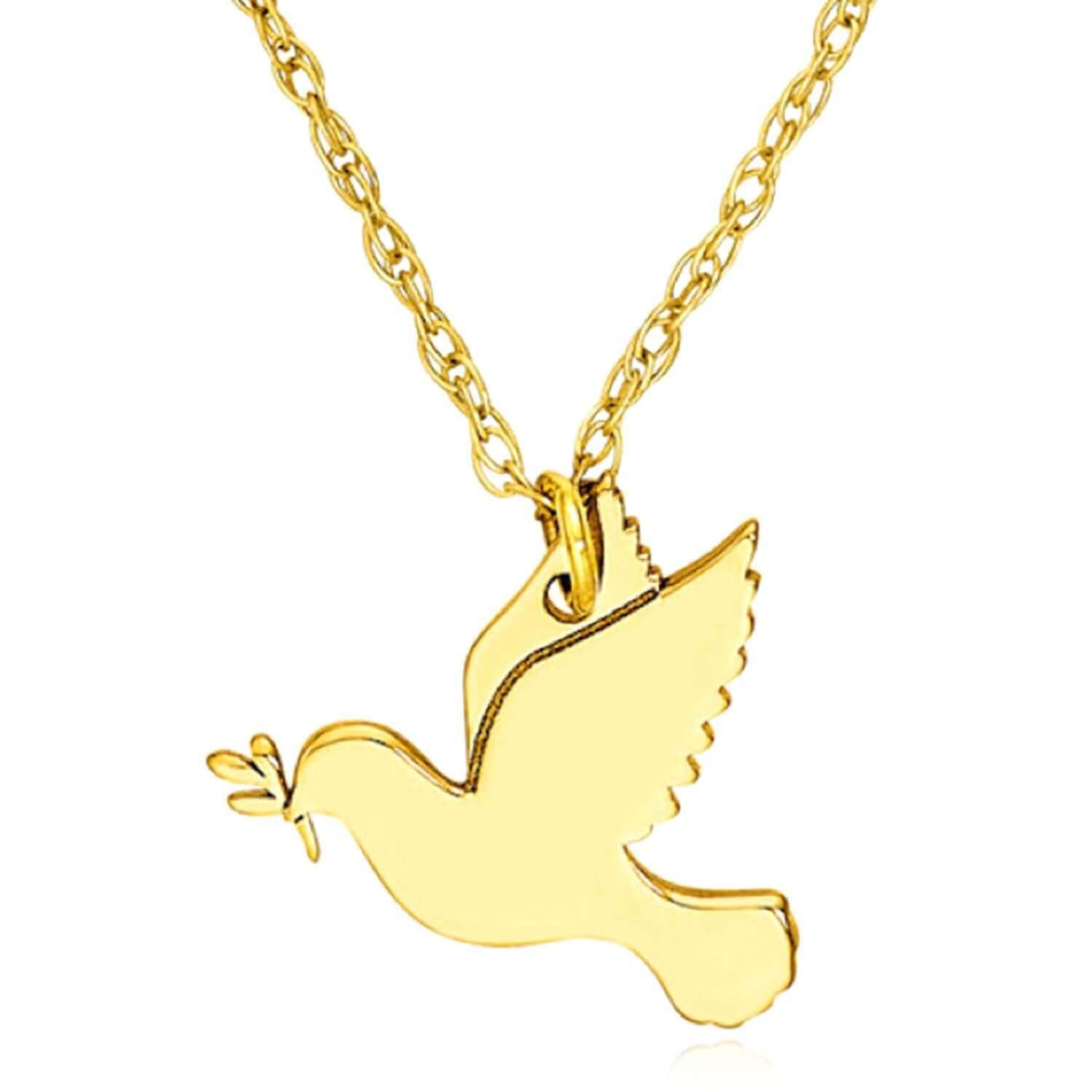 Real 14k Gold Dove Pendant Adjustable Necklace 16″-18″