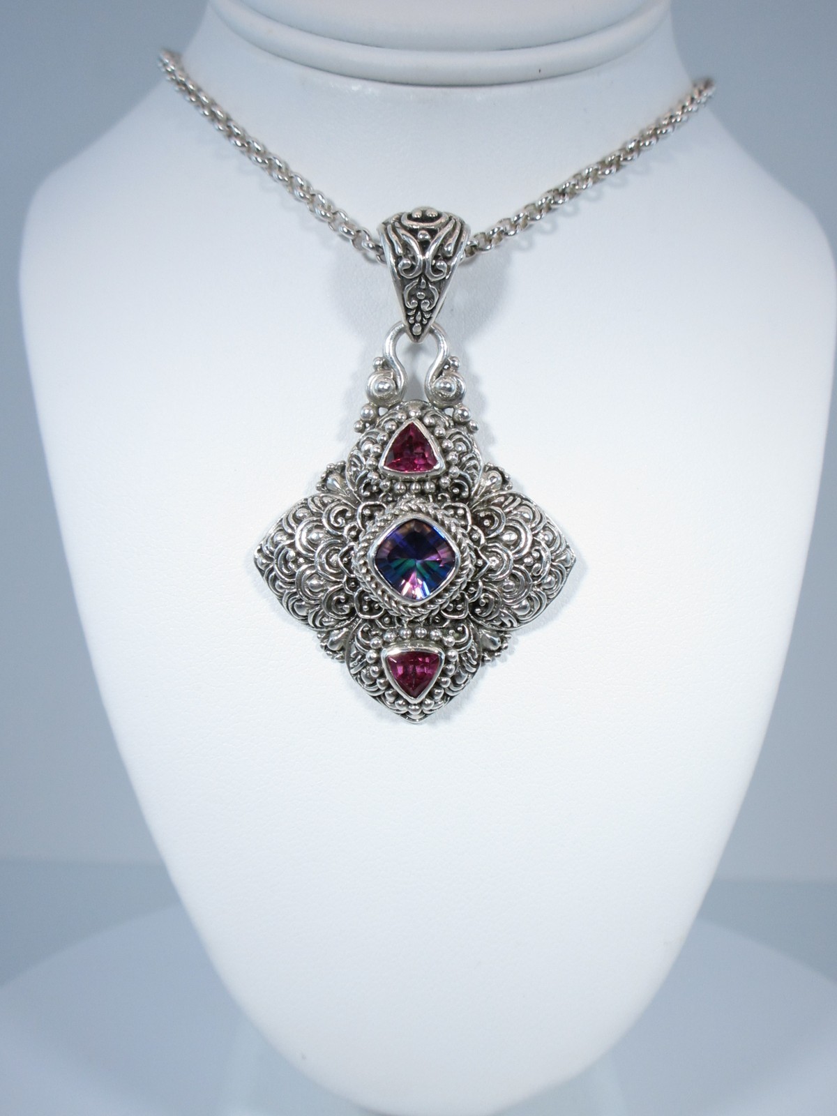 Sarda Sterling Silver in Purple Mystic Quartz & Pink Mystic Topaz Pendant