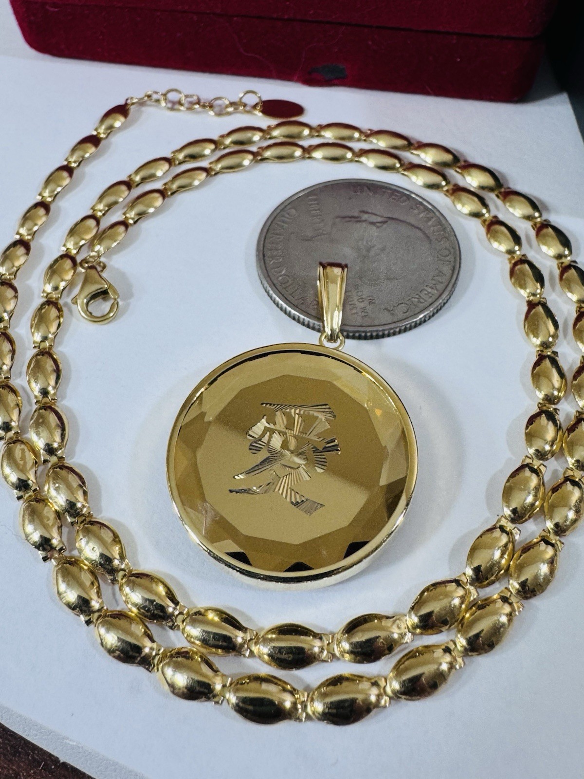 RARE 18K K18 Japan Gold Round Heart Pendant W/ Necklace 17/17.5” Long 14.6g 4mm