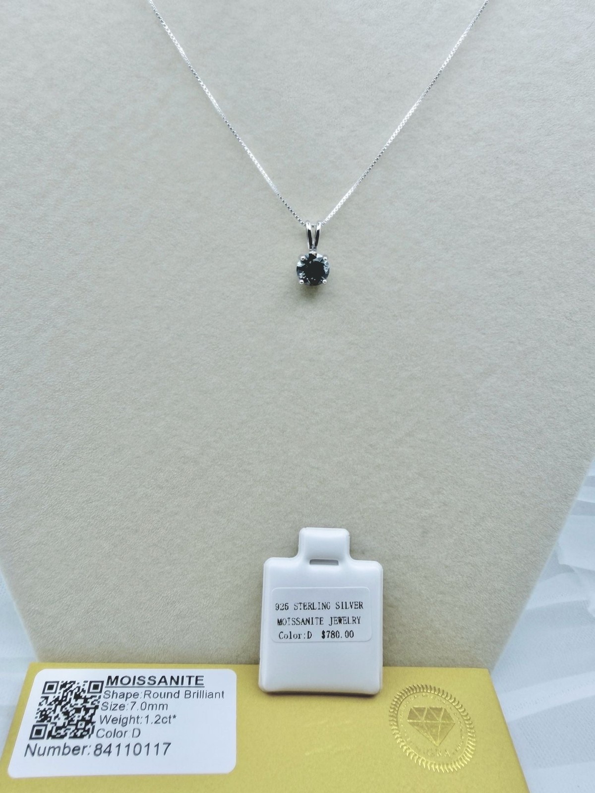 GRA 1.2ct Round Brilliant ICE BLUE Moissanite 925 Sterling Silver Necklace 7.0mm