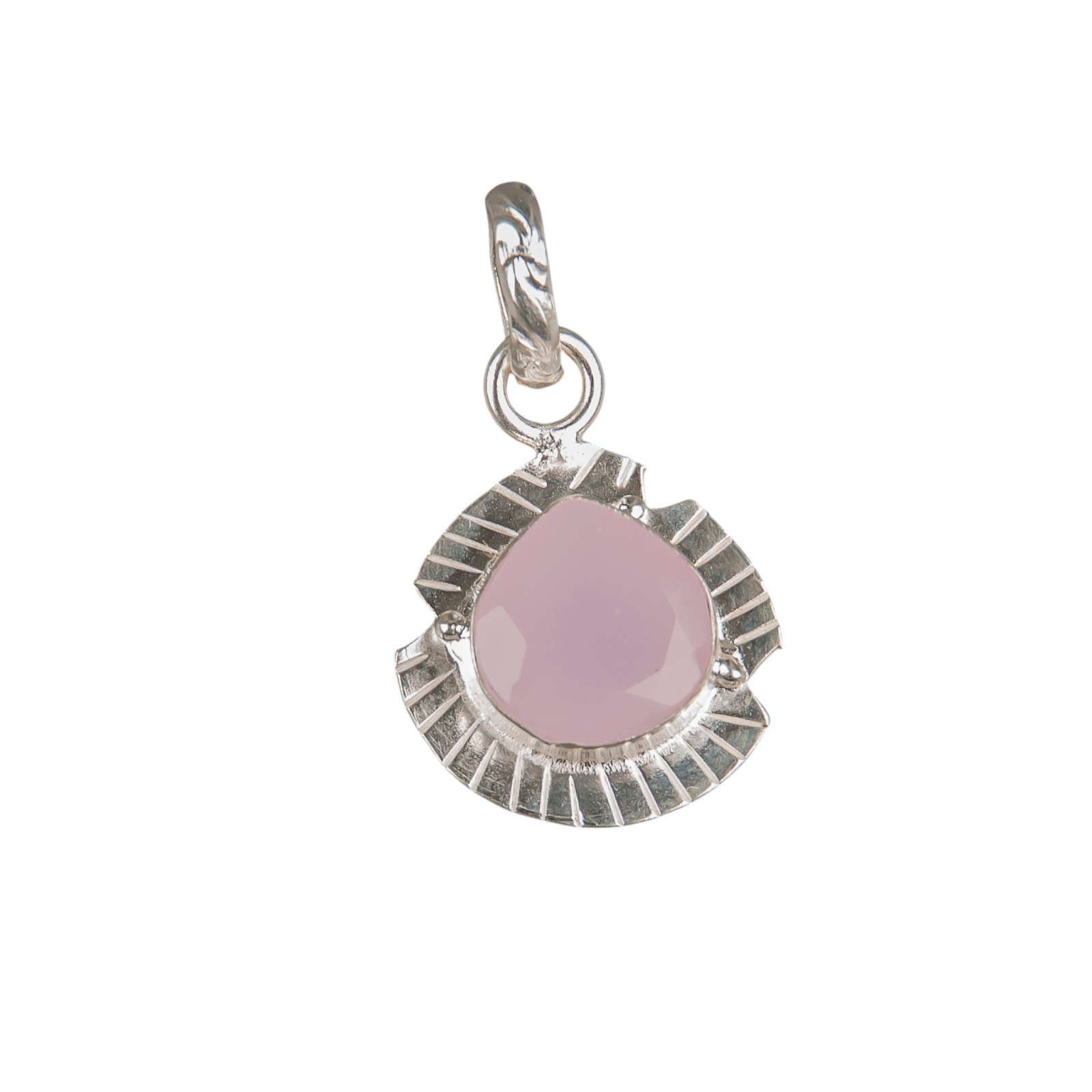 Rose Chalcedony Gemstone 925 Solid Silver Necklace Pendent 1.15″ Gift For Her