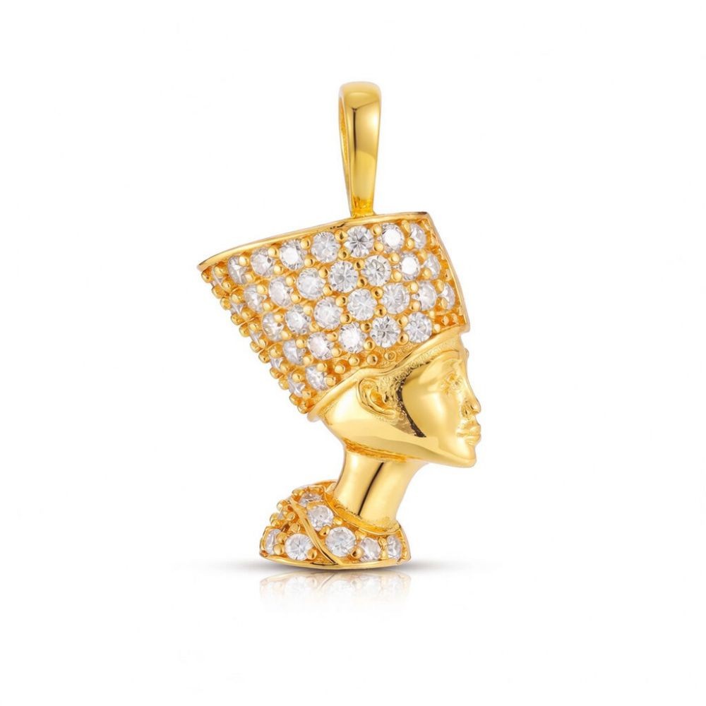 Gold on Silver Nefertiti Pendant Hallmarked Womens Jewellery Gift