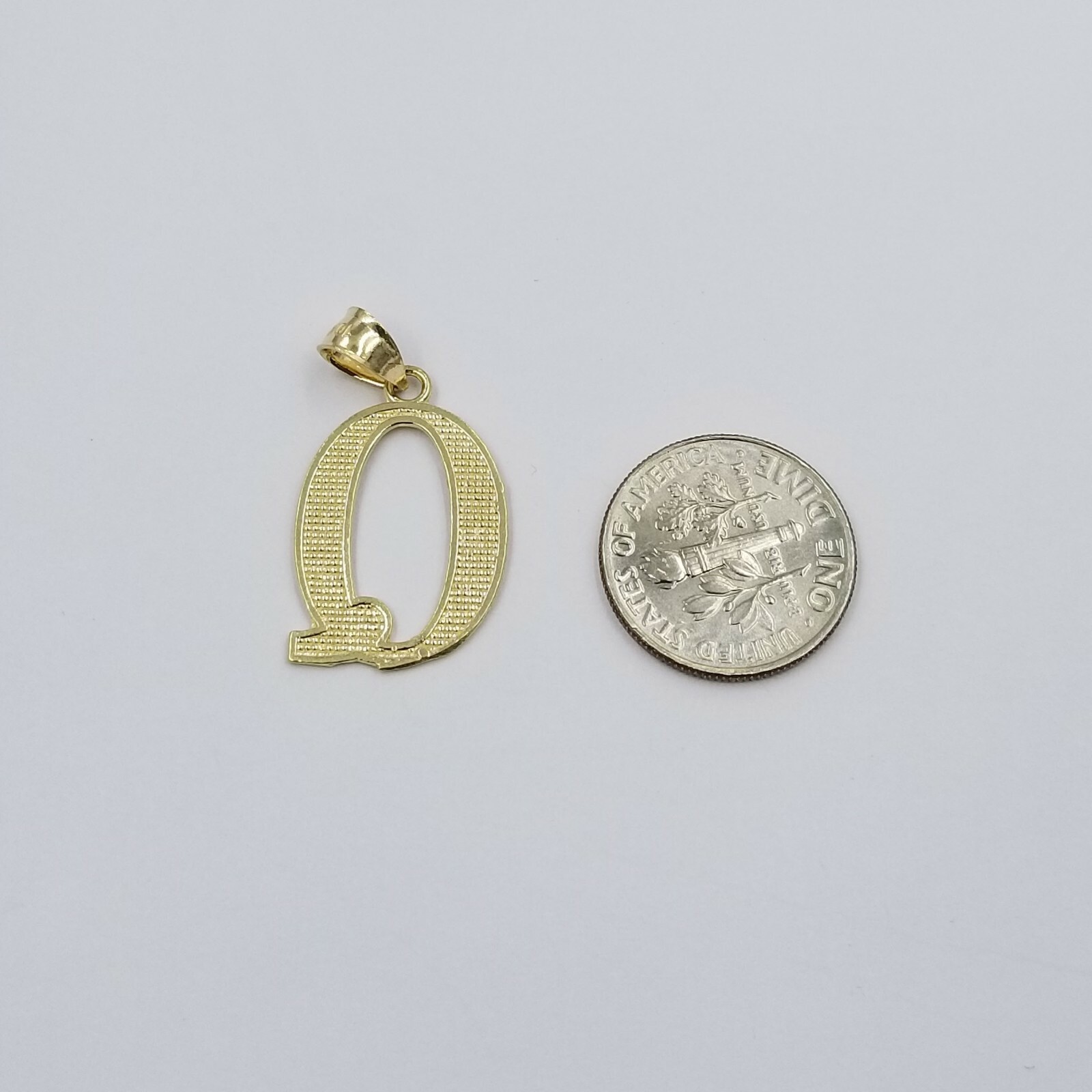 Real 10k Yellow Gold A-Z Initials Alphabet Charm Pendent Diamond Cut Men Women