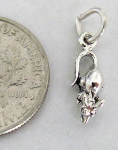Very small Sterling Silver Mouse mini tiny charm.