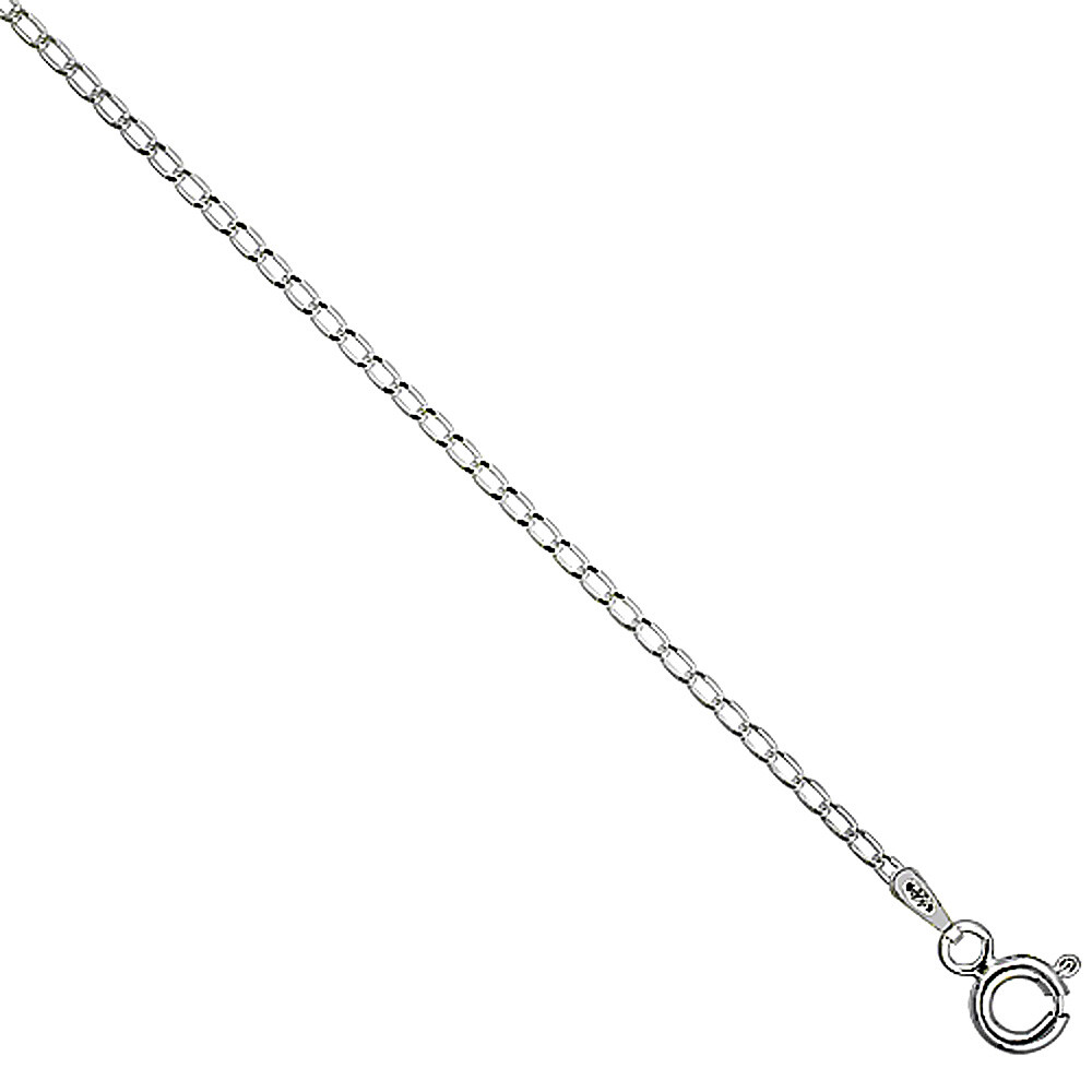 925 Sterling Silver Solid Long Curb Link Chain Necklace Bracelet 1.5mm 7″ to 30″