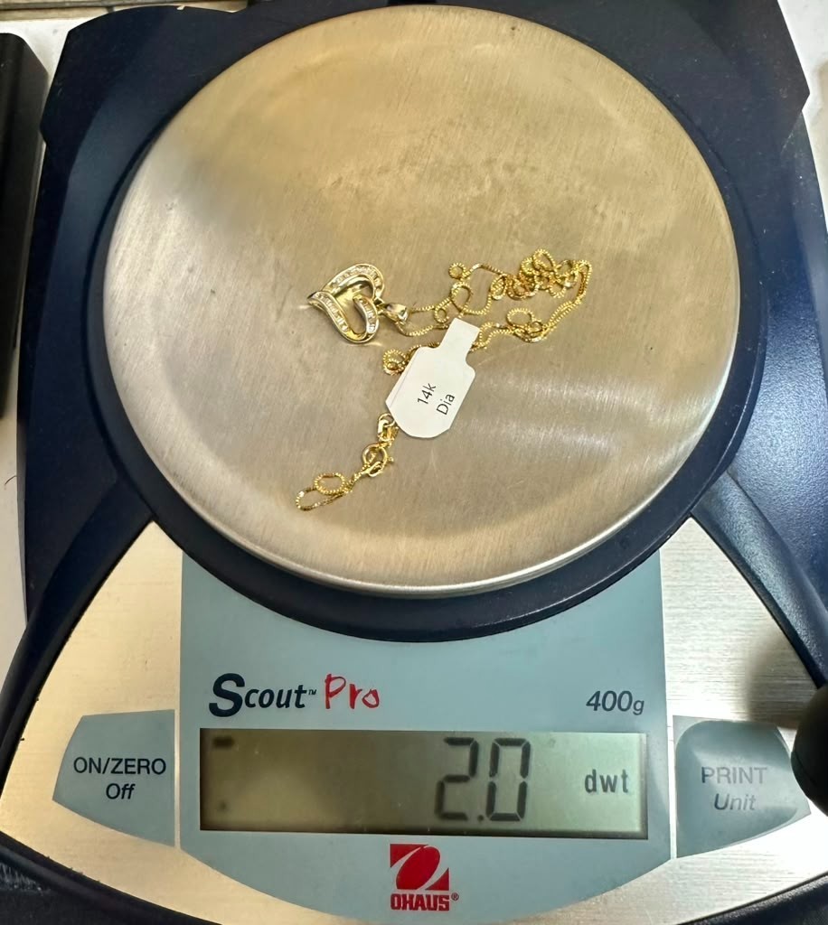 14K Box Link Chain With Diamonds Heart