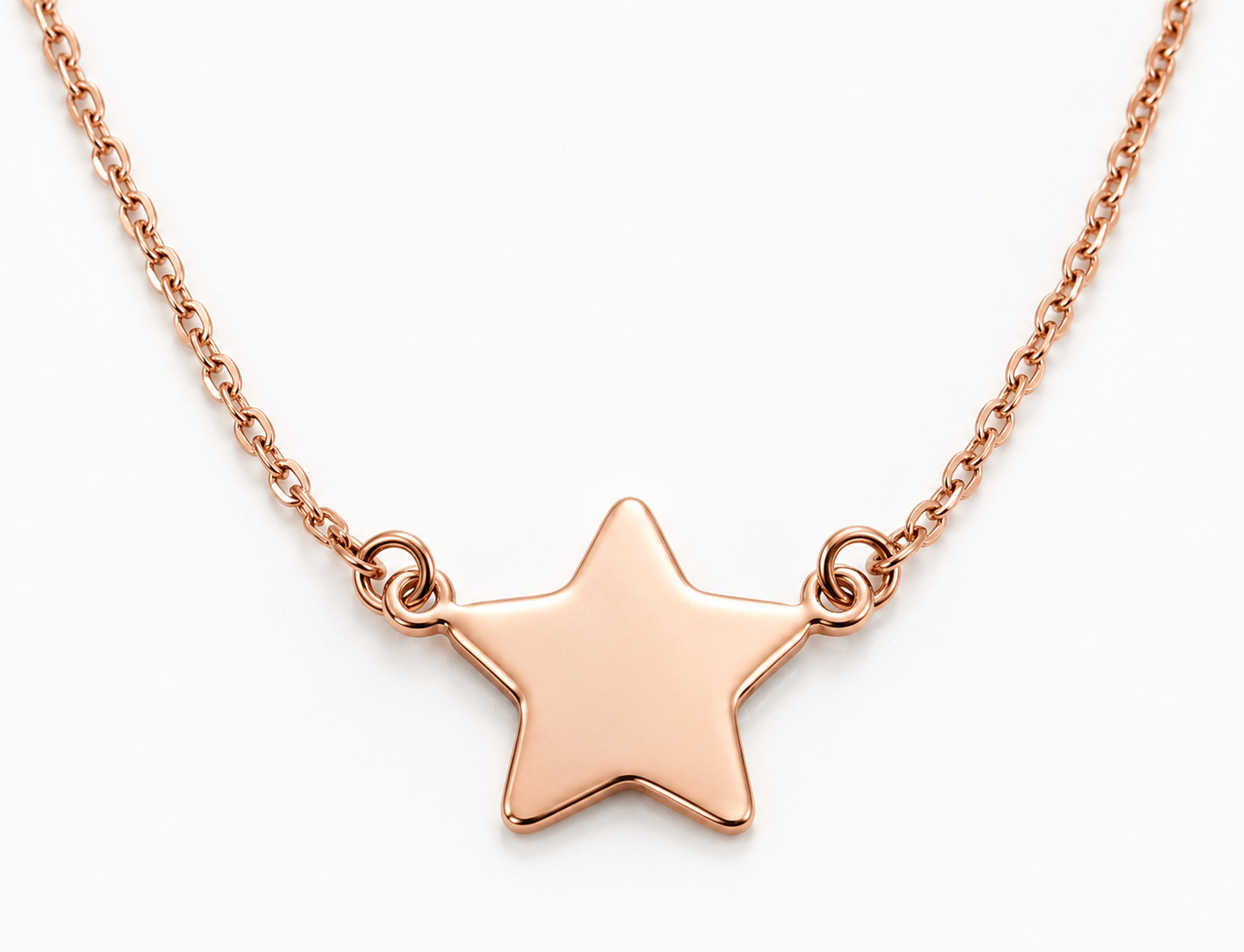 Genuine New 52cm 9ct 9K 375 Rose Gold Belcher Chain Necklace With Star