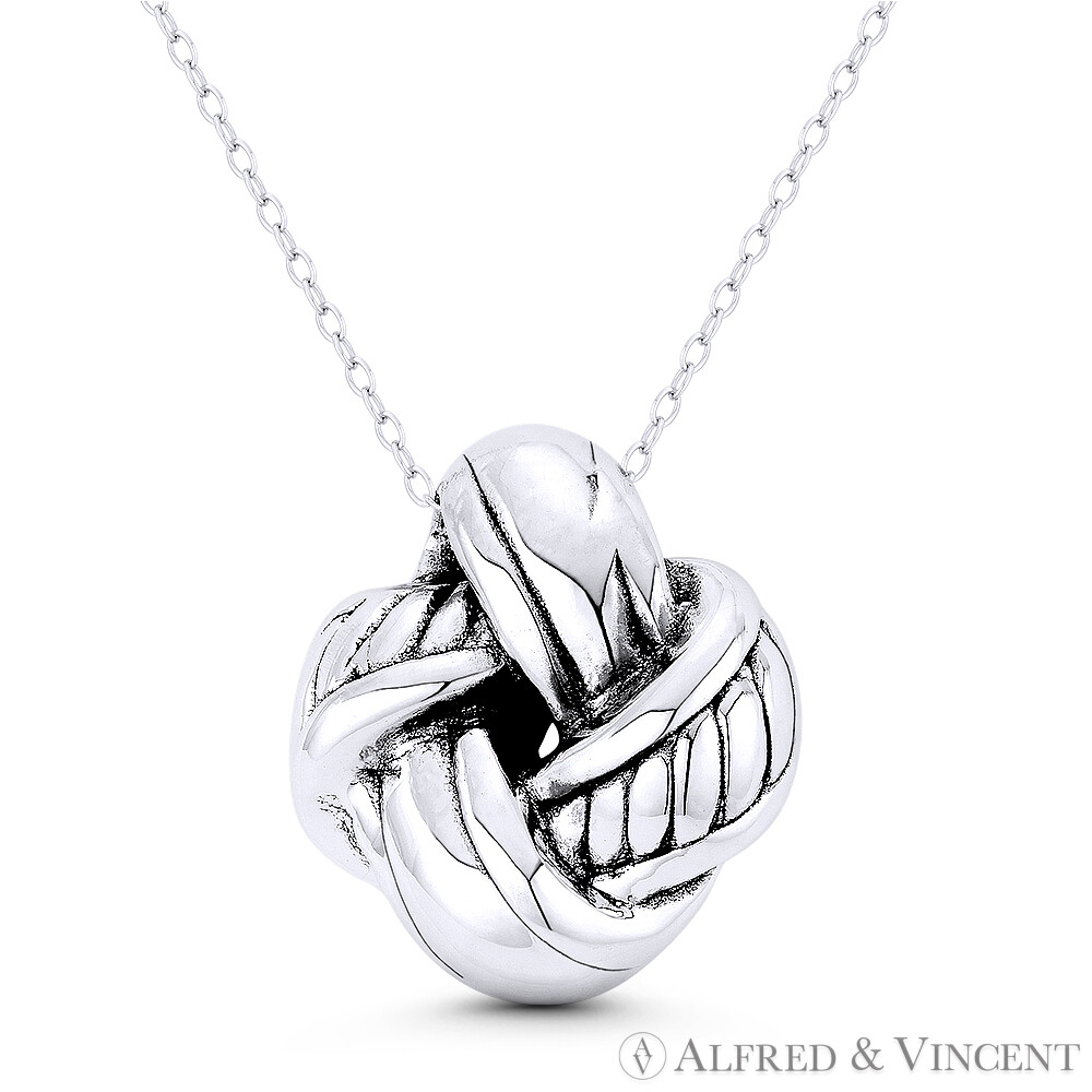 Infinity Love Knot Charm Boho Jewelry 24mm Pendant Oxidized .925 Sterling Silver