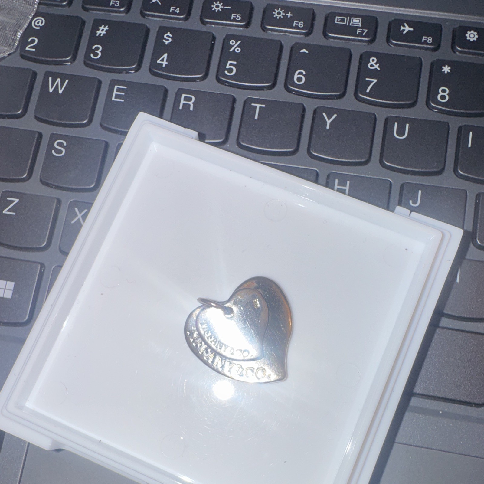 Tiffany & Co. Sterling Silver 925 Double Heart Charm Pendant Signed Engraved