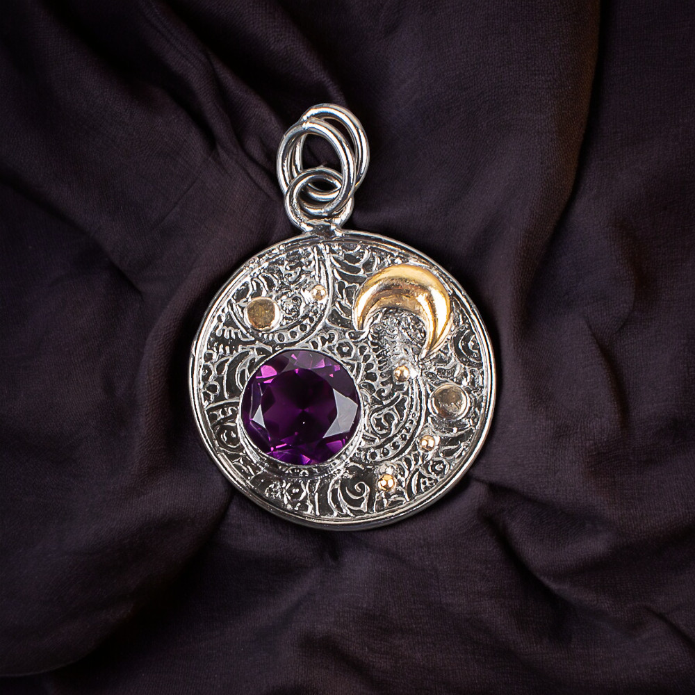 Handmade 925 Sterling Silver Jewelry Pendant African Amethyst Gemstone Pendant