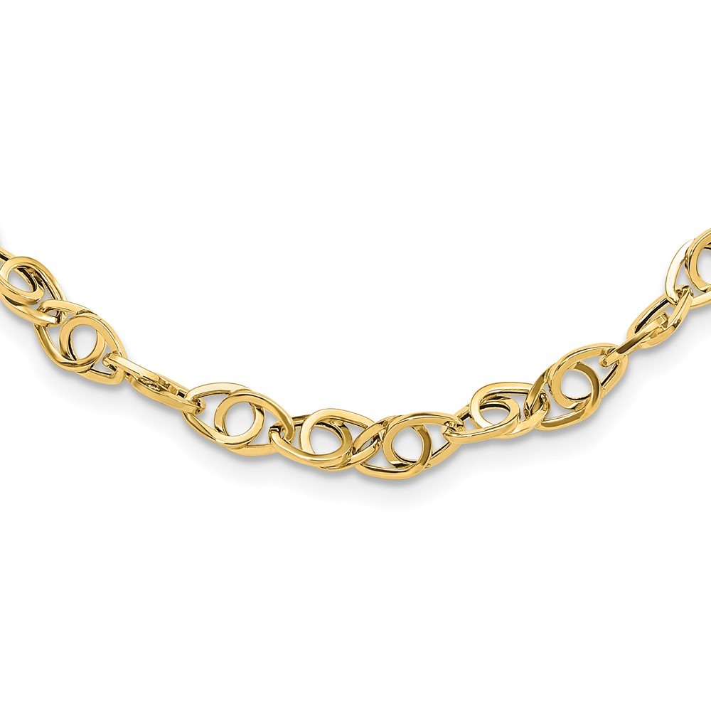14K Yellow Gold Polished Fancy Link Necklace 18.25″ 6.43gm