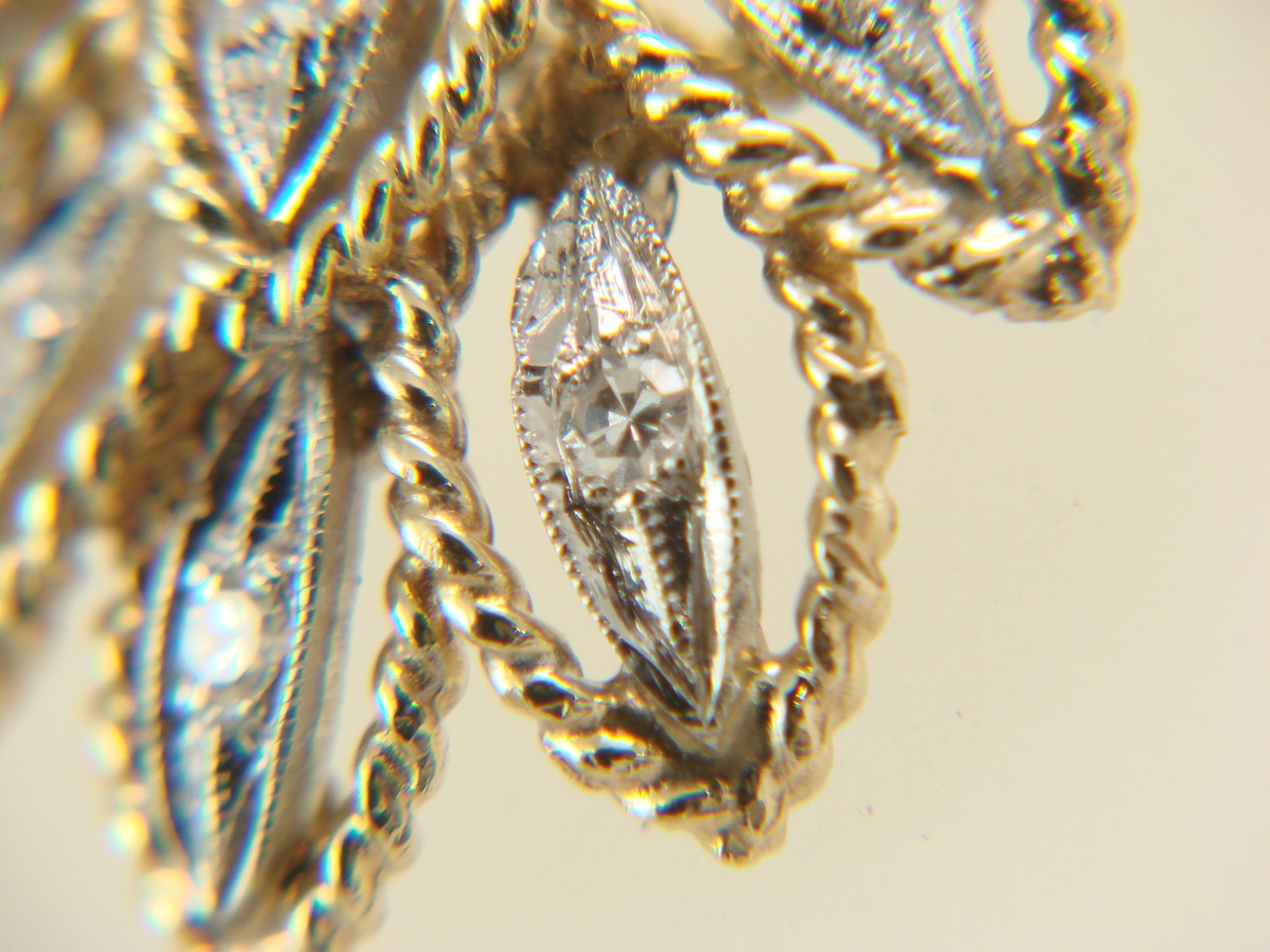 14K Yellow & White Gold Natural Diamond Necklace Slide 4.5 grams
