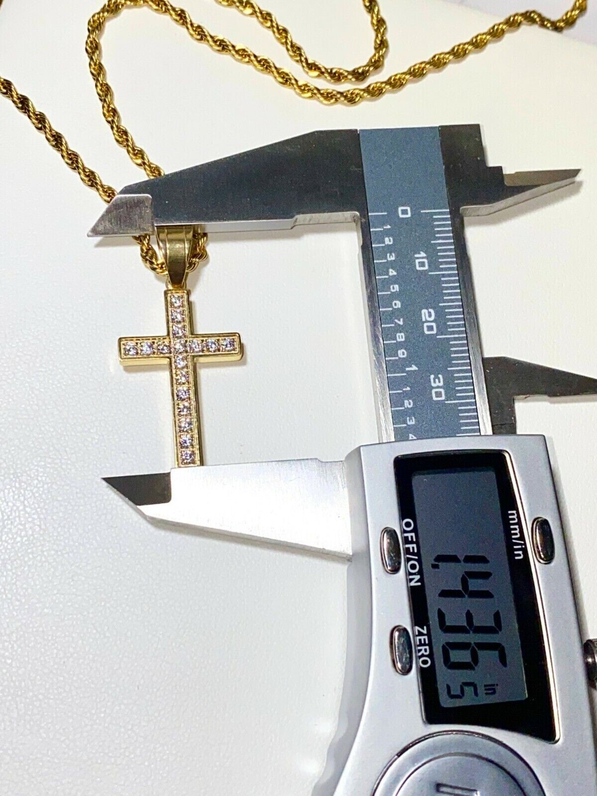1Ct Round Cut GH/SI Natural Diamond Cross Unisex Pendant Solid 14k Yellow Gold