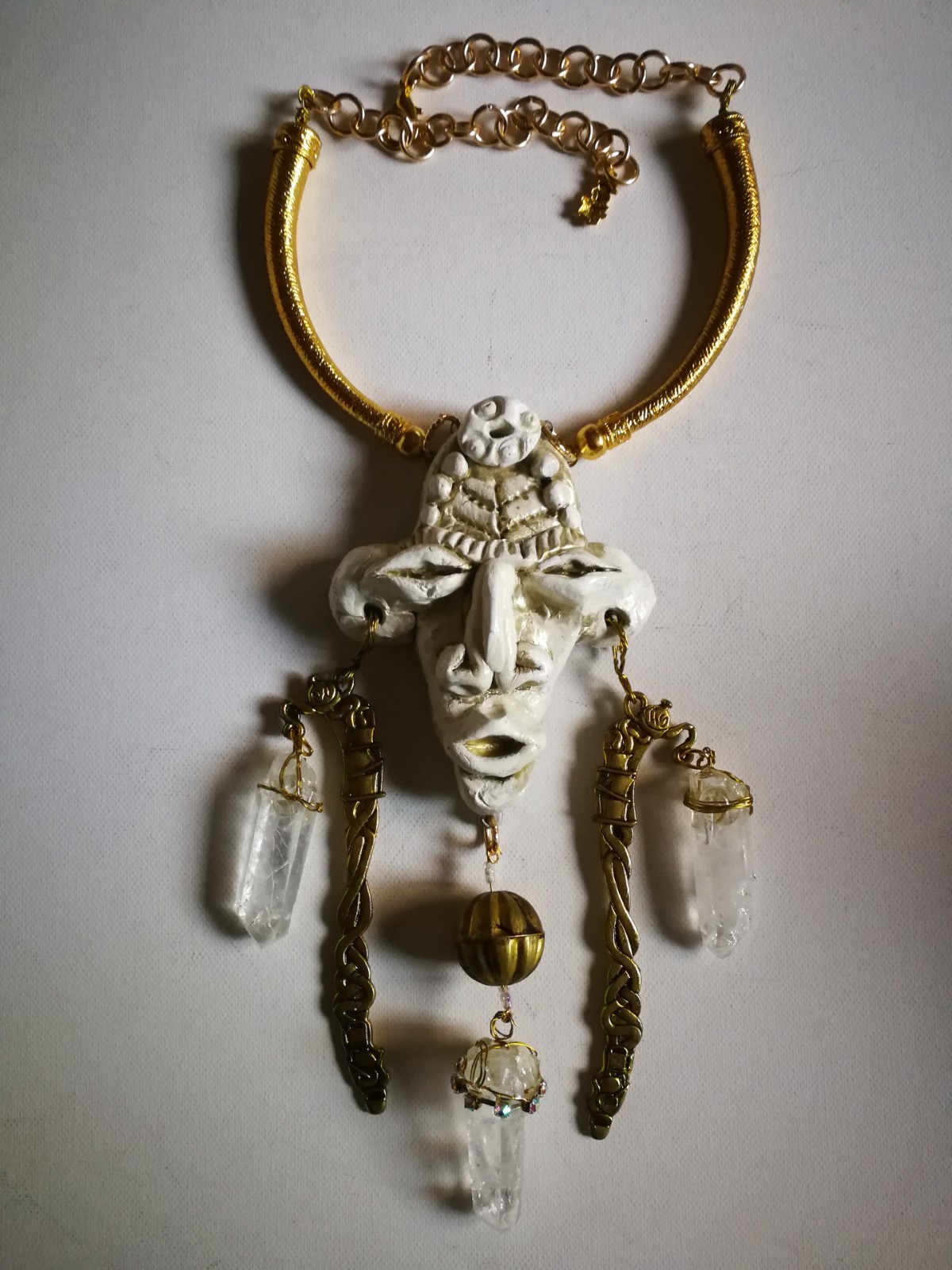 Luxury Jewelry Necklace Pendant Tribal Crystal Rock Charm Statement Ethnic Mask