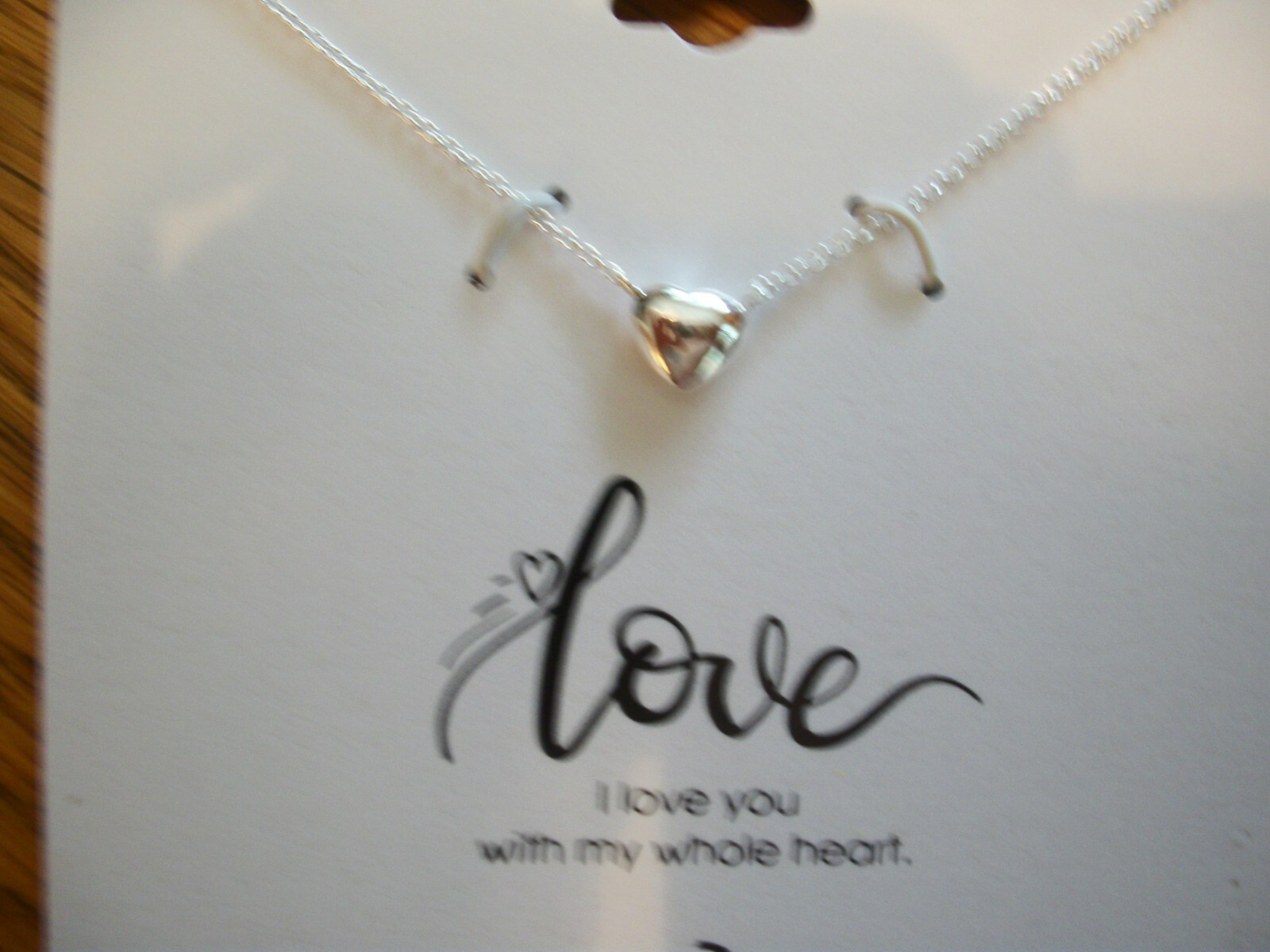 Heart Necklace Sterling Silver I Love You With My Whole Heart Gift of Love