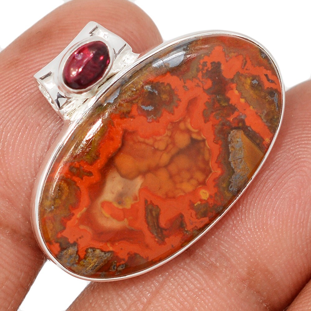 Natural Seam Agate – Turkey & Garnet 925 Silver Pendants Jewelry CP72457