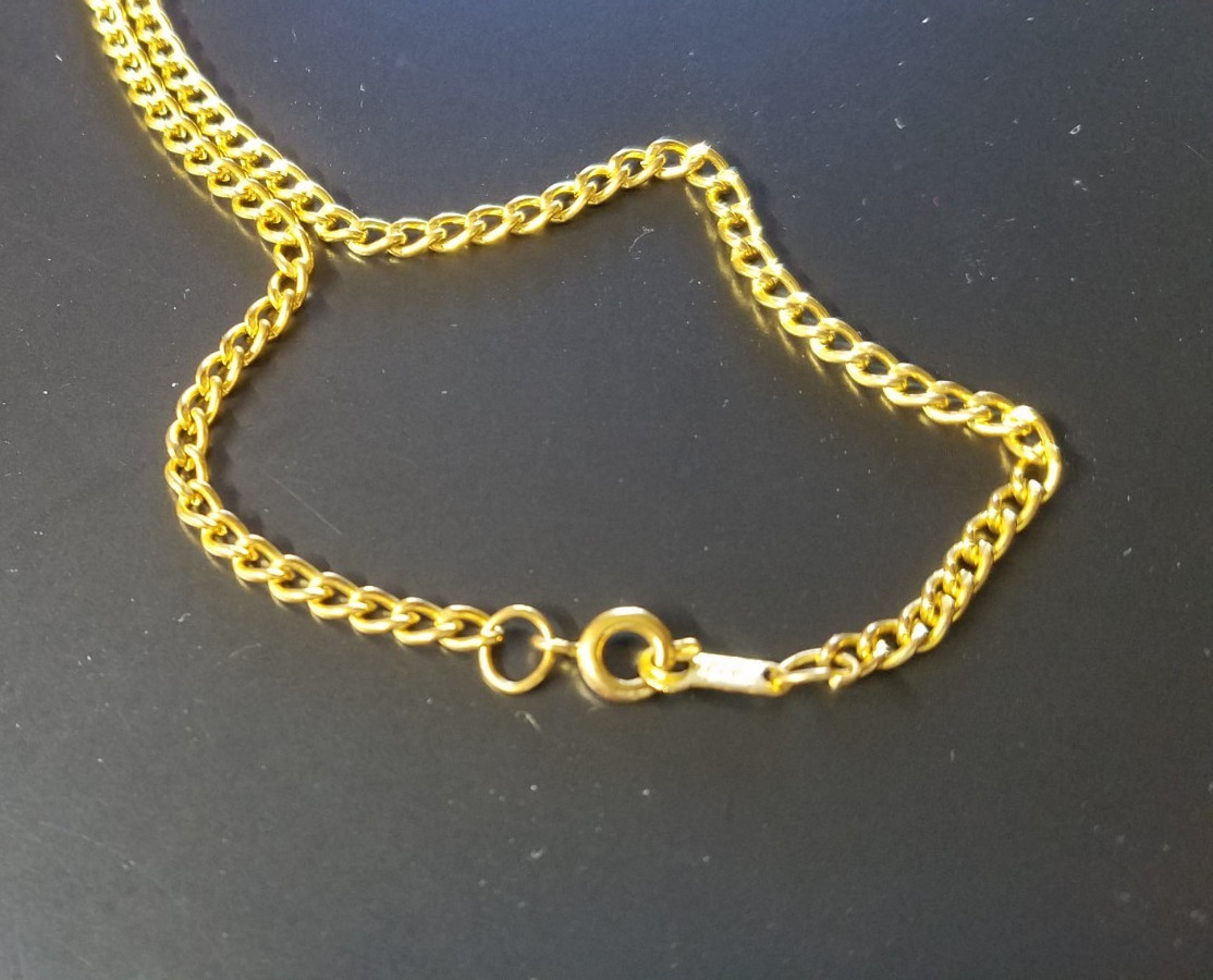 18K GP Cable Chain 18″ Necklace Spring Ring Clasp Gold Plated Jewelry 3389