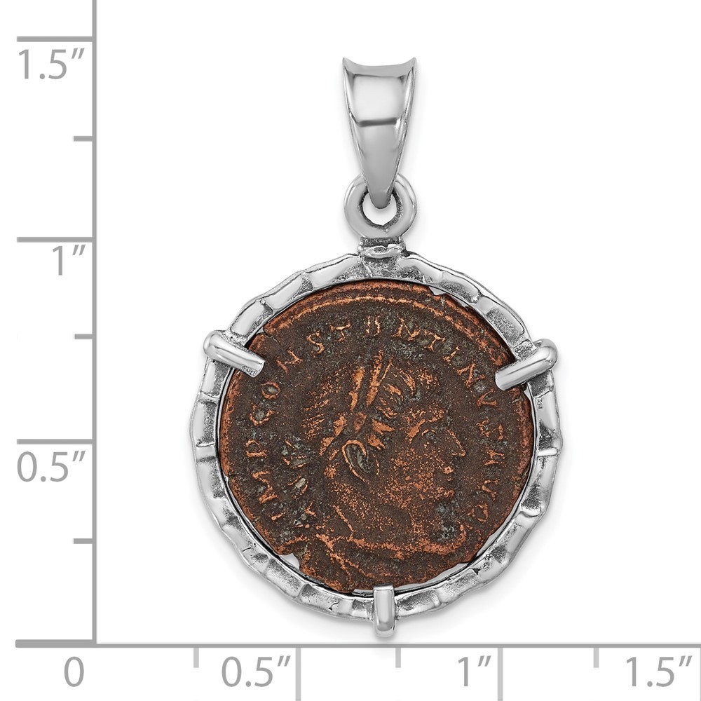 Ancient Coins Sterling Silver & Bronze Antiqued Roman Constantine l Coin Pendant