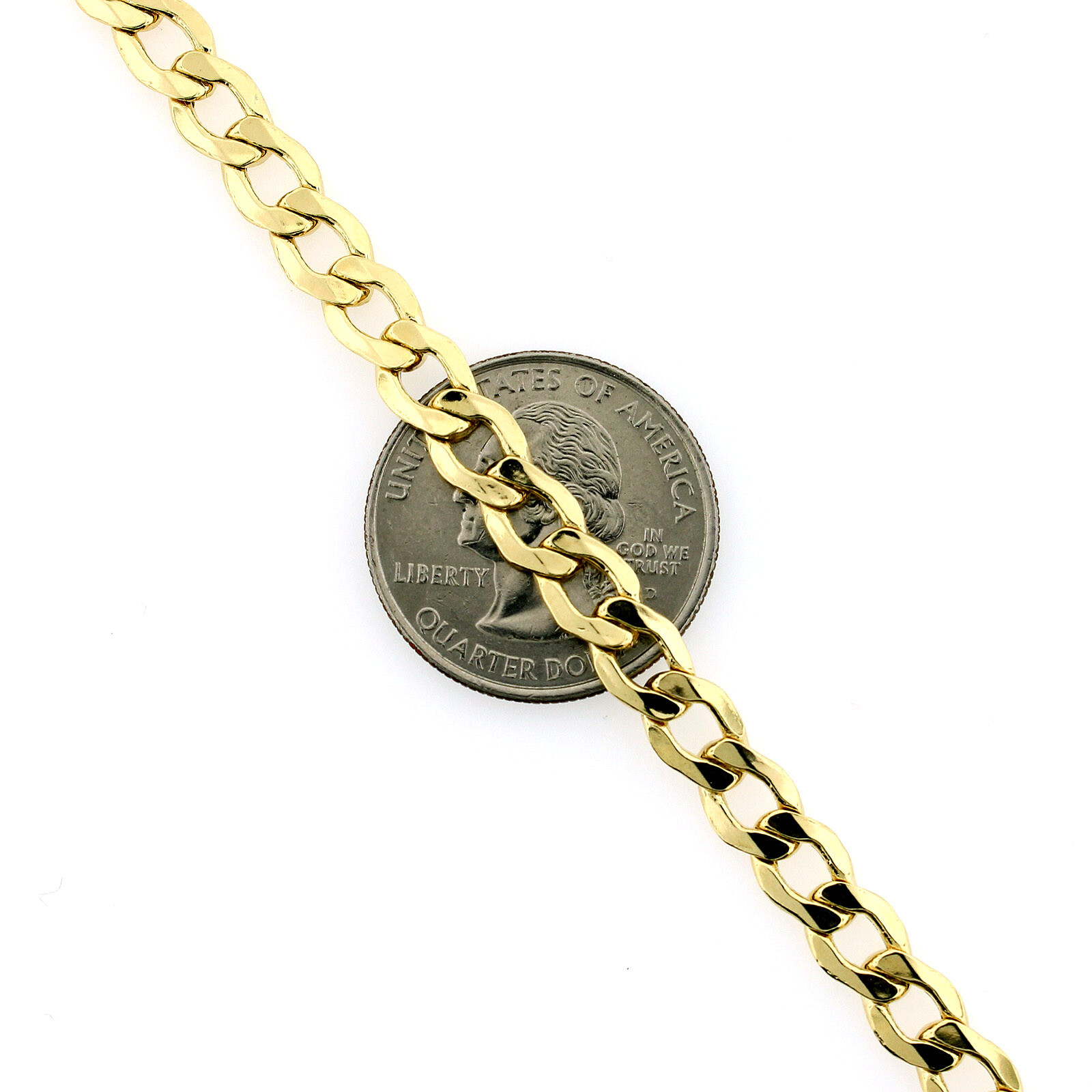 10K Yellow Gold 2mm-6.5mm Curb Cuban Chain Link Necklace or Bracelet 7″- 30″
