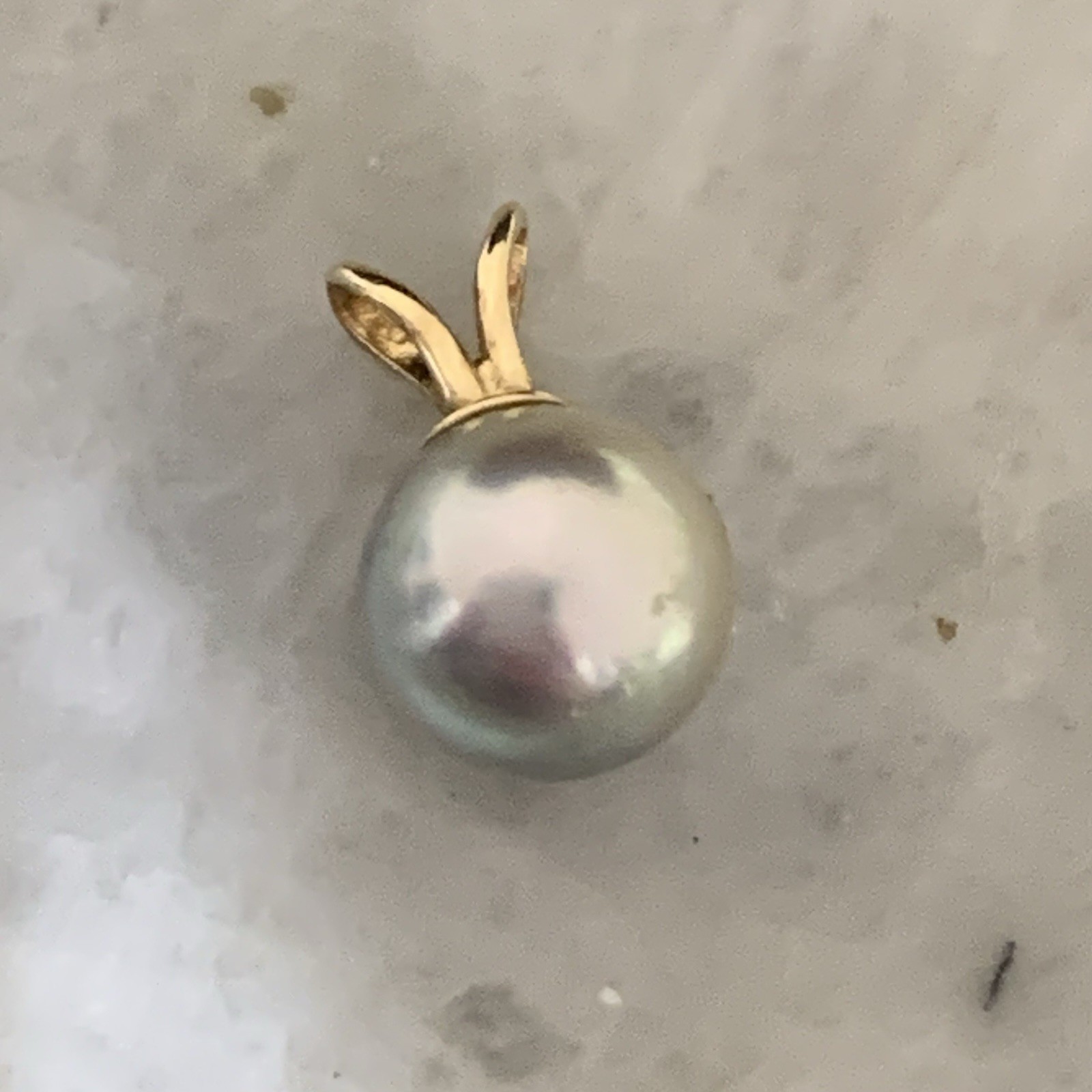 Akoya Pearl Pendant Saltwater 7mm 14k YG Nat. Lt. Grey Hi Luster 1.44g AAA+ RARE