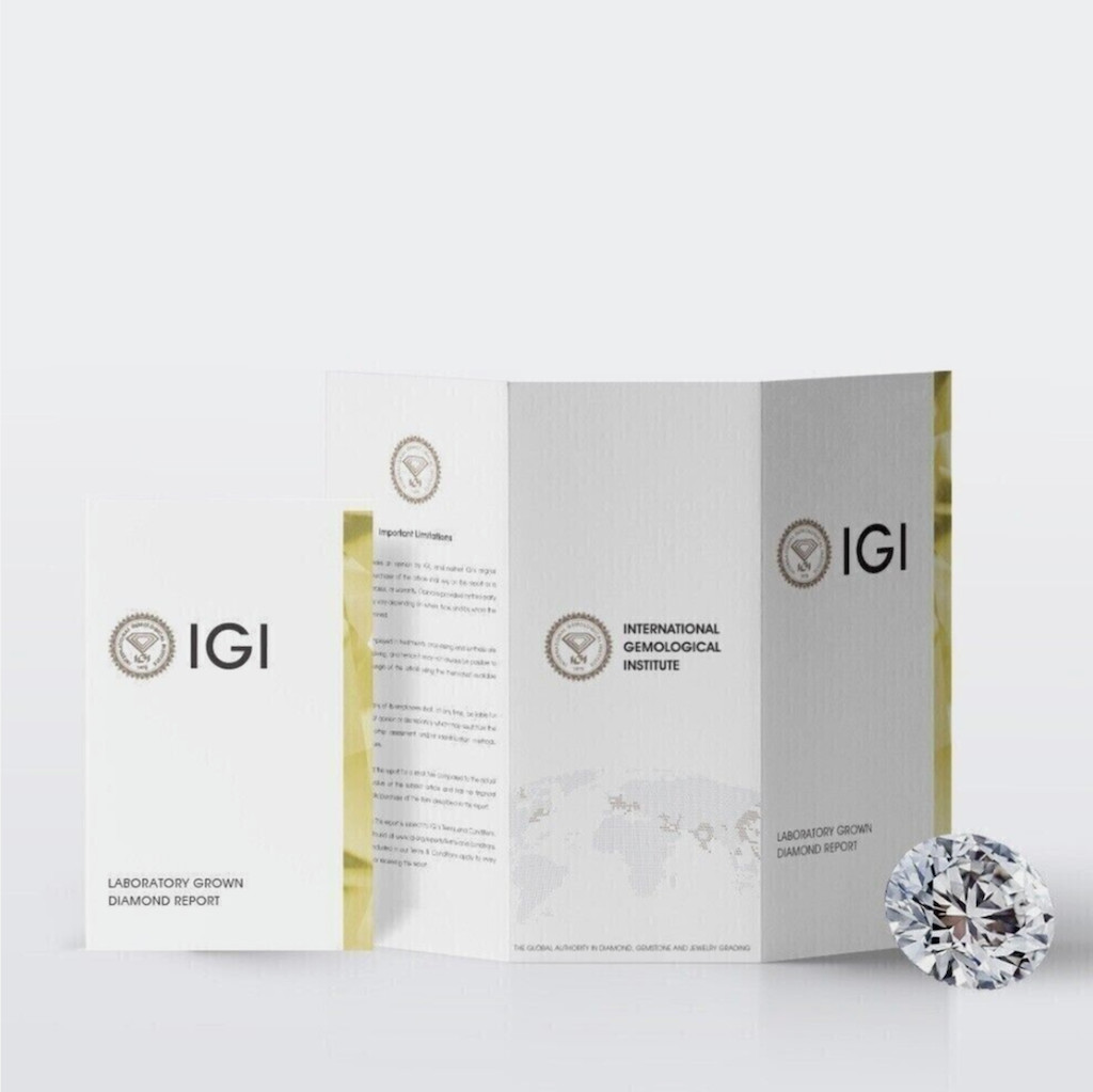 IGI F/VVS 1 Ct Round Lab Created Grown Floating Diamond Pendant 14K Yellow Gold