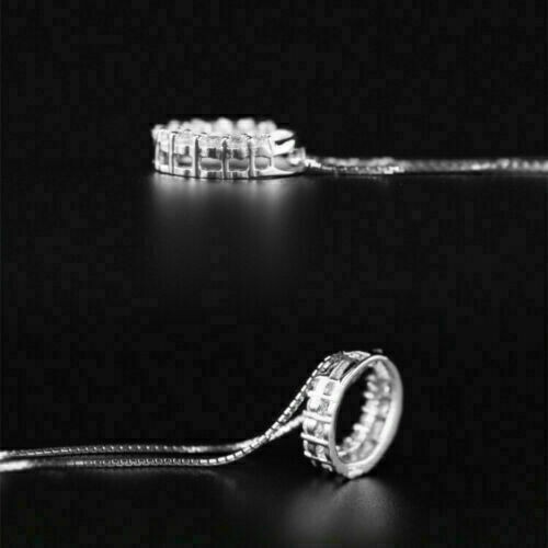 2Ct Round Cut VVS1 Diamond Women’s Circle Pendant Necklace 14K White Gold Finish