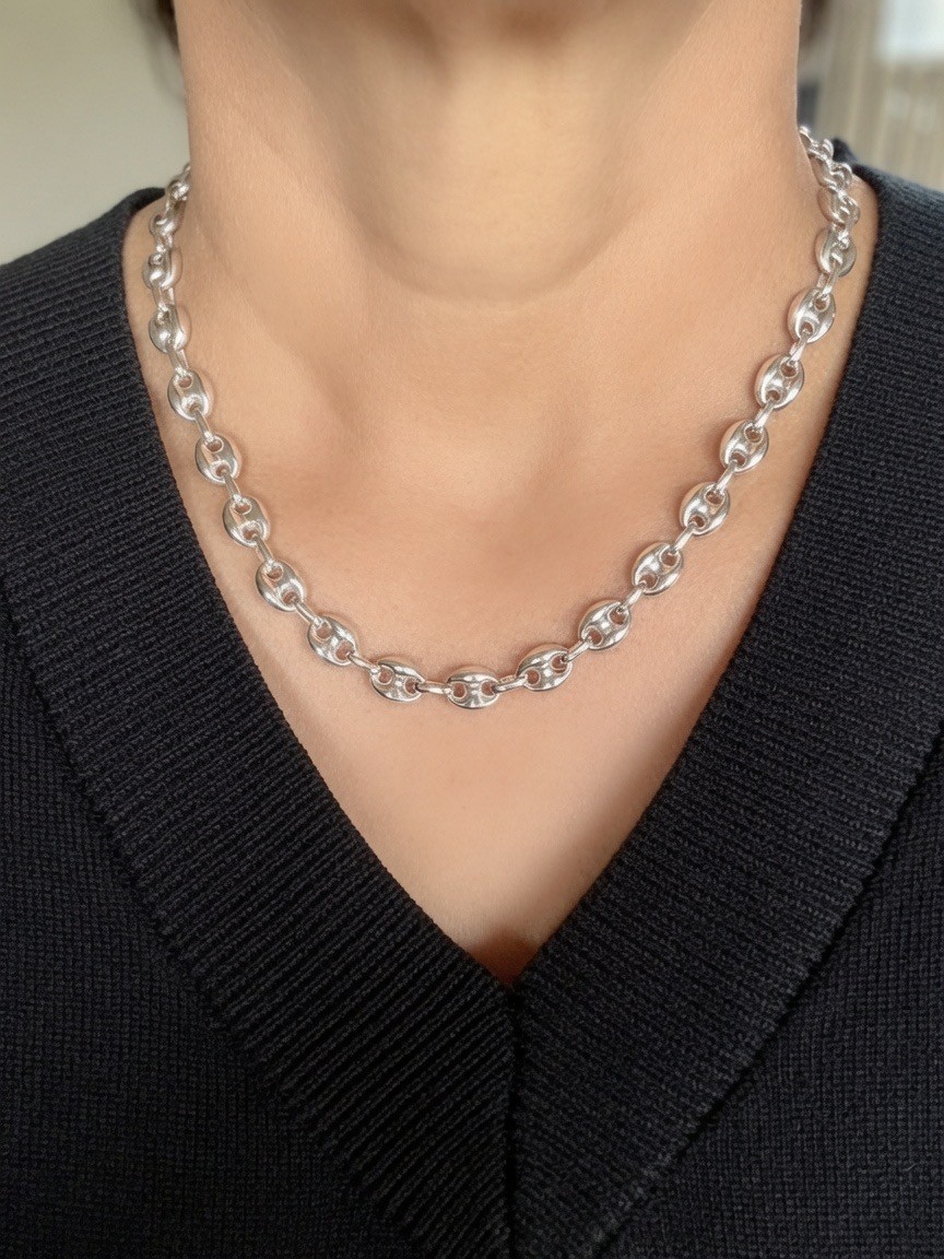 Sterling Silver 925 Puffy Mariner Link Chain Necklace – Lobster Clasp 24.8g