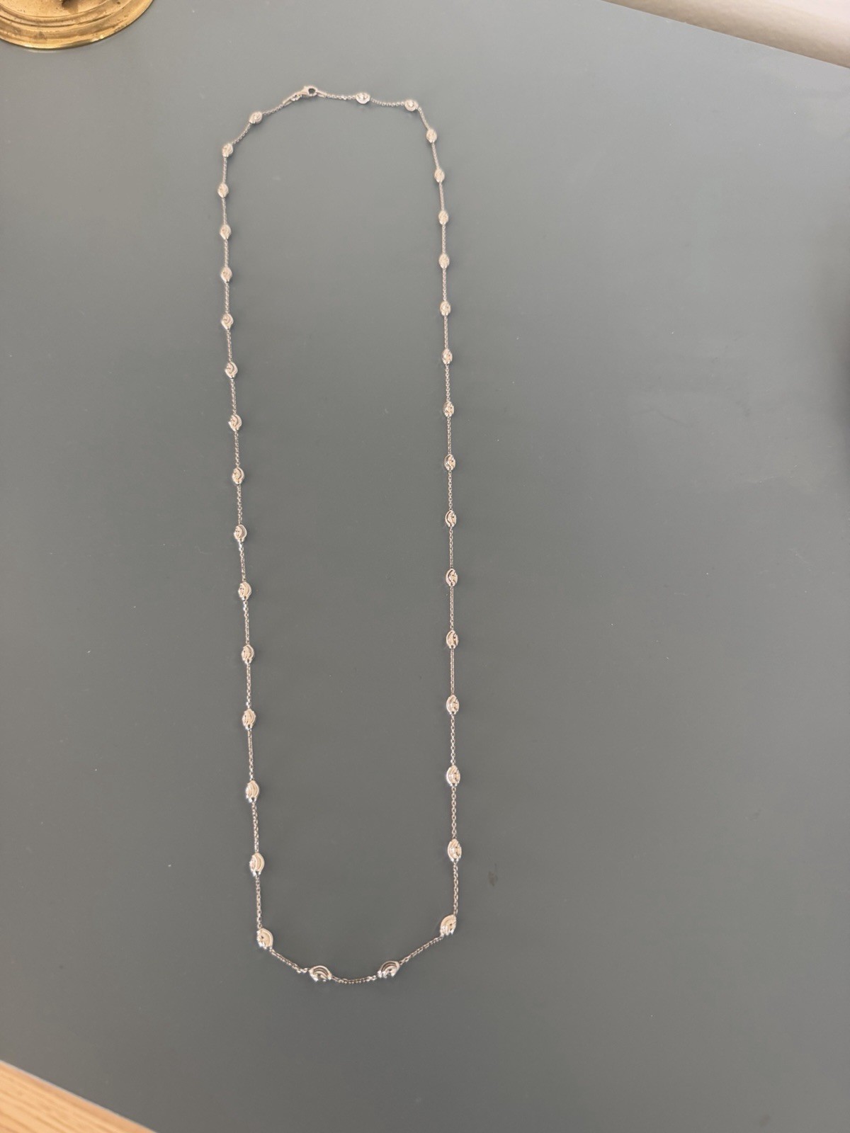 30”LONG DIAMOND CUT OVAL BEADED ITALIAN NECKLACE / 925 STERLING SILVER #357