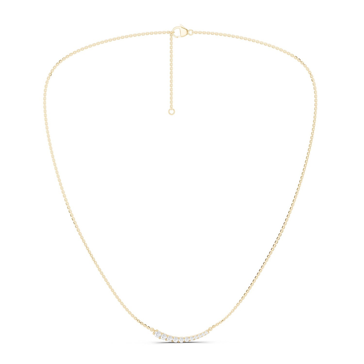 Graduated Curved Bar Necklace, Lab Grown Diamond, EF/VS-VVS,0.20 Ct. Yellow Gold